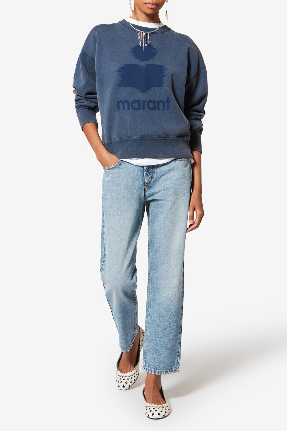 Mobyli cotton sweatshirt with logo - Indigo - Woman - 2
