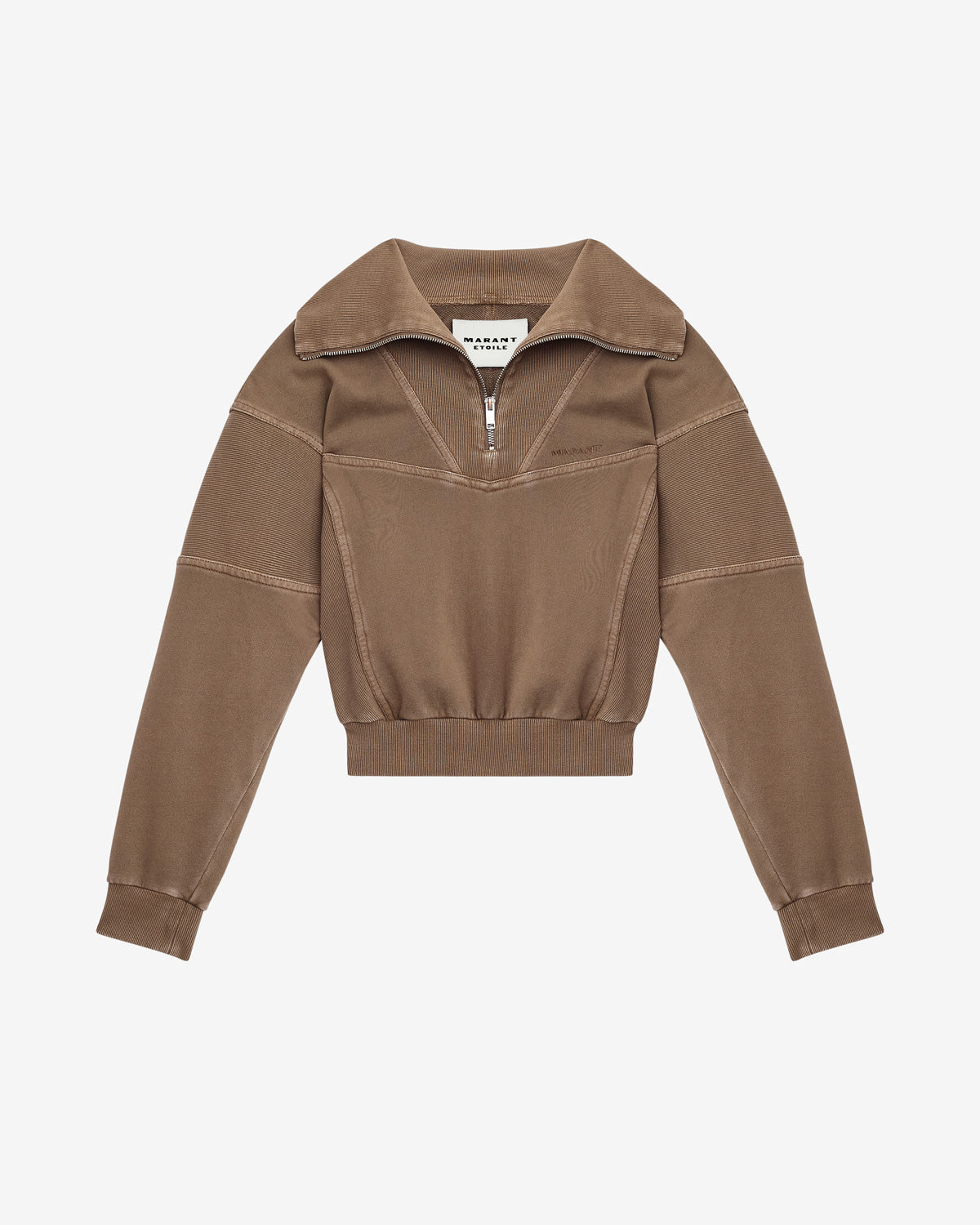 Sweatshirt yaele aus verwaschenem jersey mit steppnähten - Khaki - Woman - 5