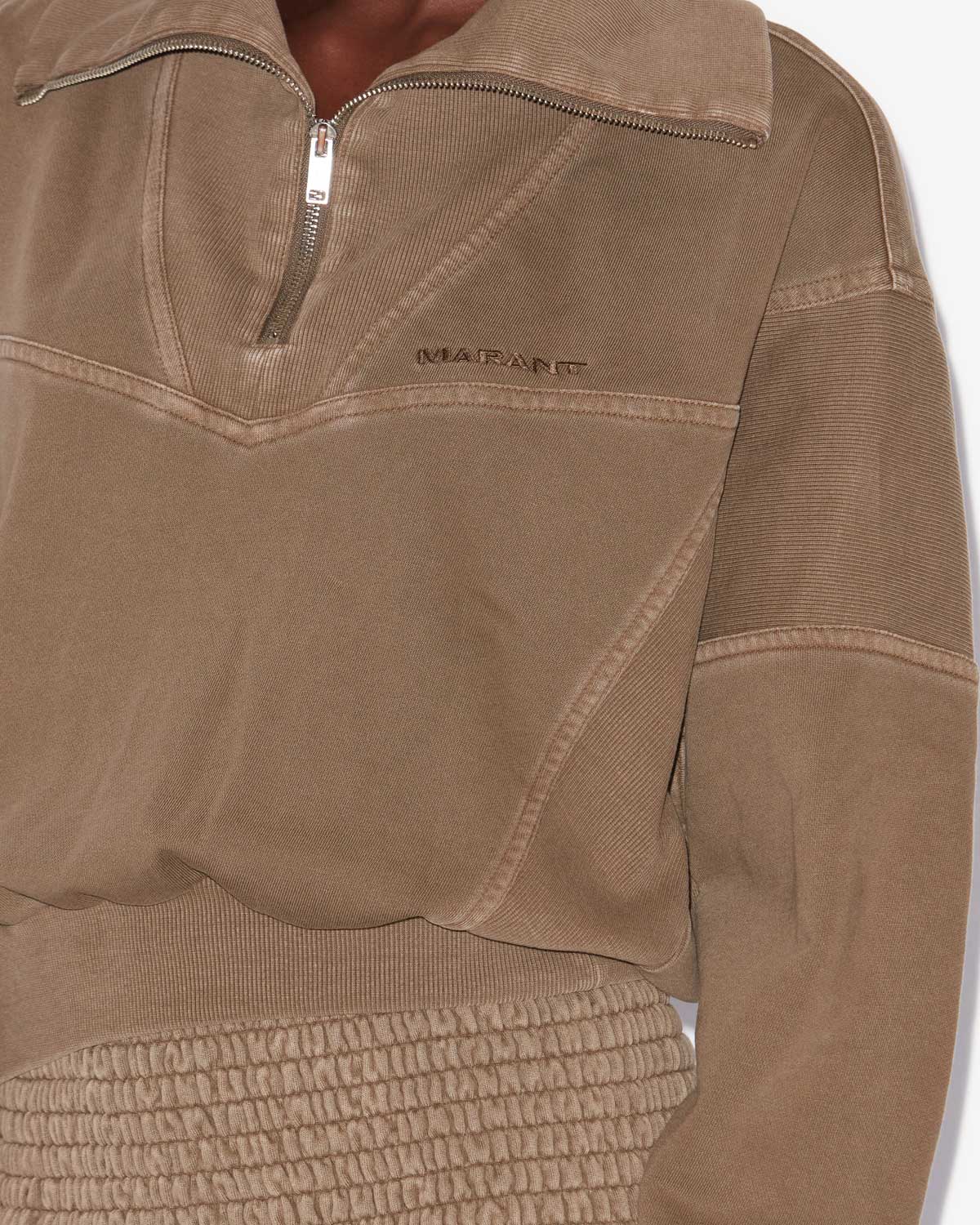 Sweatshirt yaele aus verwaschenem jersey mit steppnähten - Khaki - Woman - 2