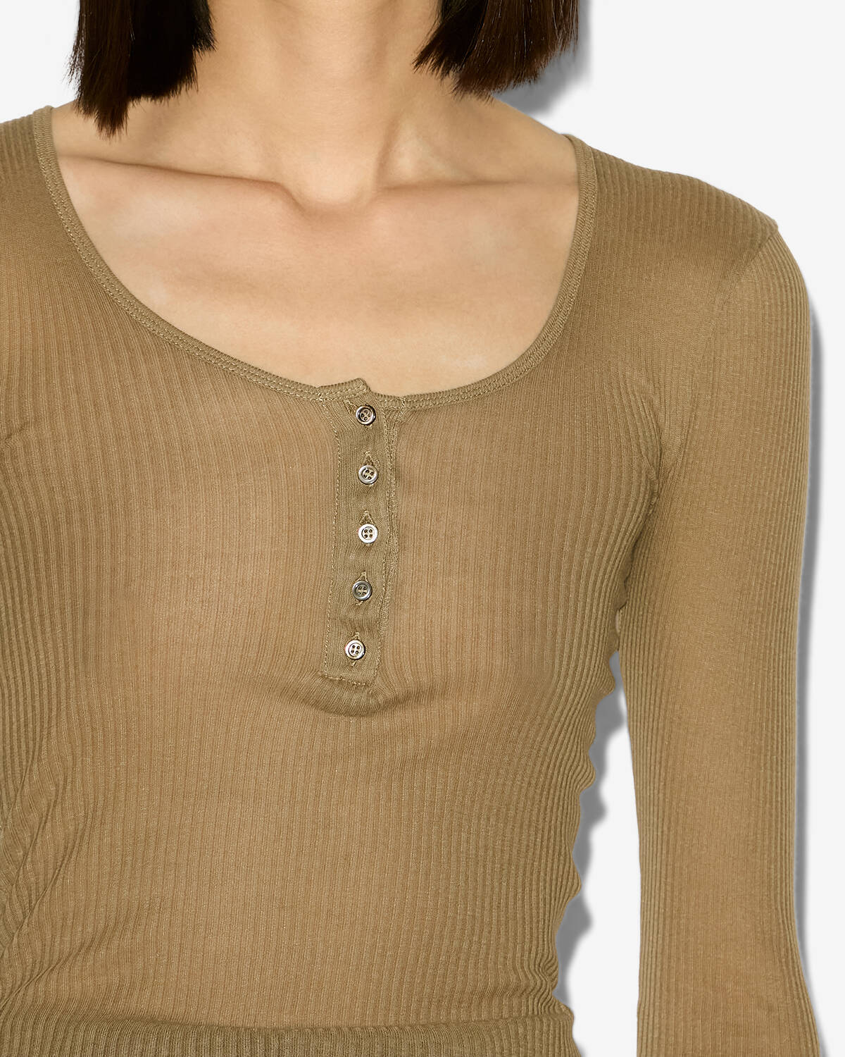Camiseta de manga larga lamylic de algodón - Caqui - Woman - 2