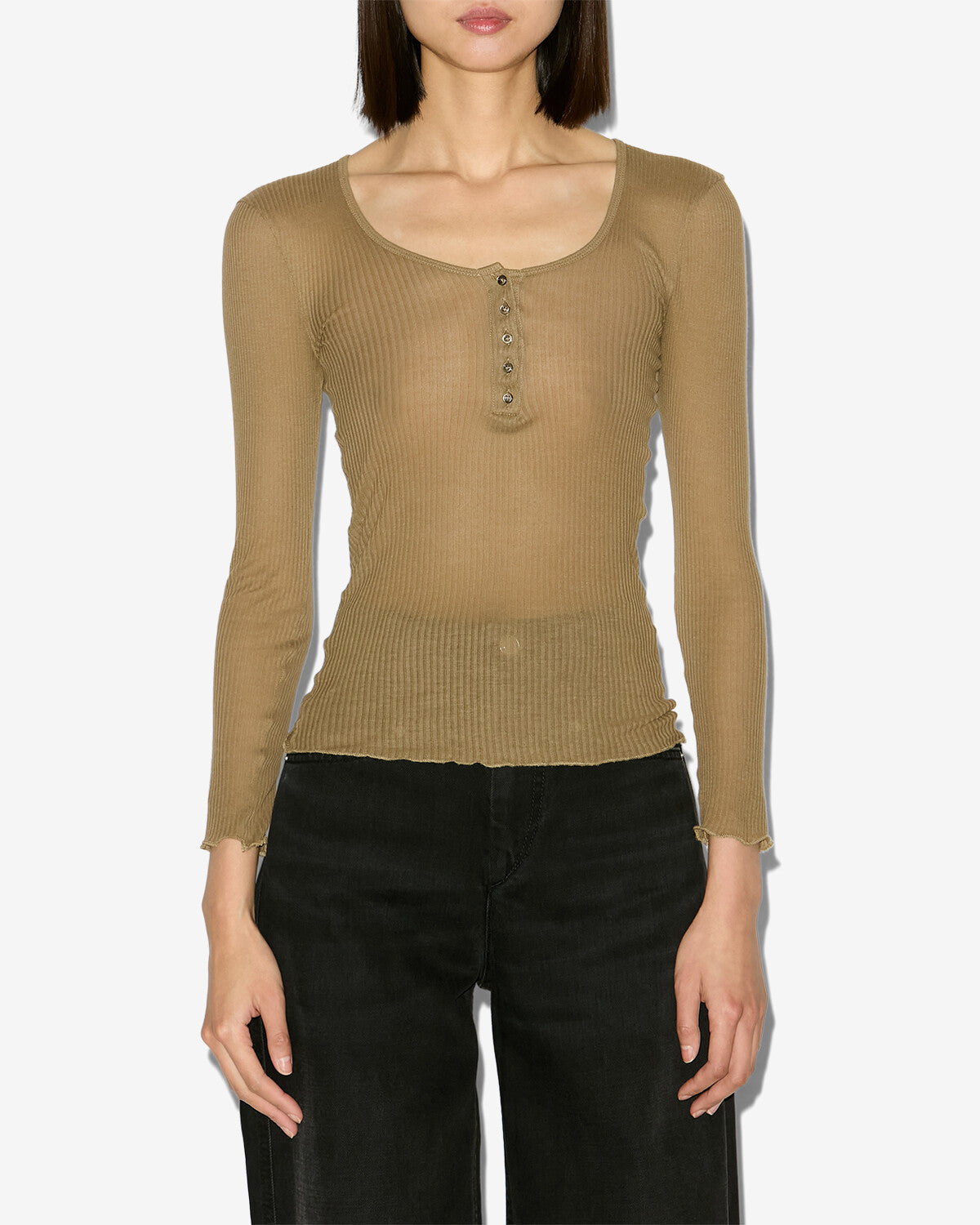 Camiseta de manga larga lamylic de algodón - Caqui - Woman - 3