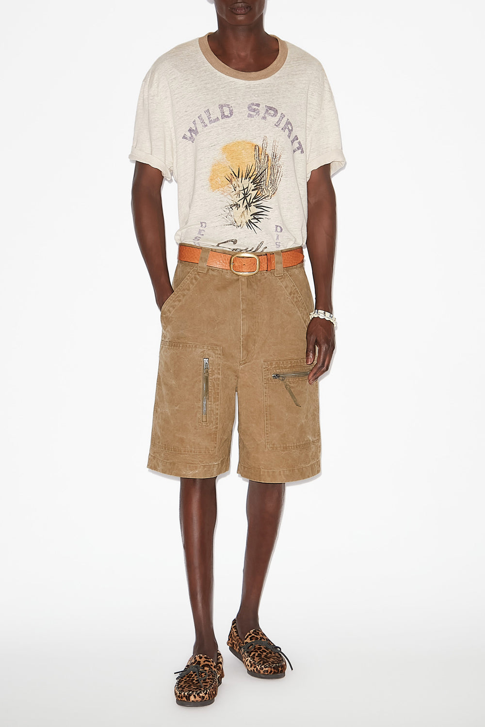 T-shirt honore en lin imprimé - Ecru/sand - Man - 2