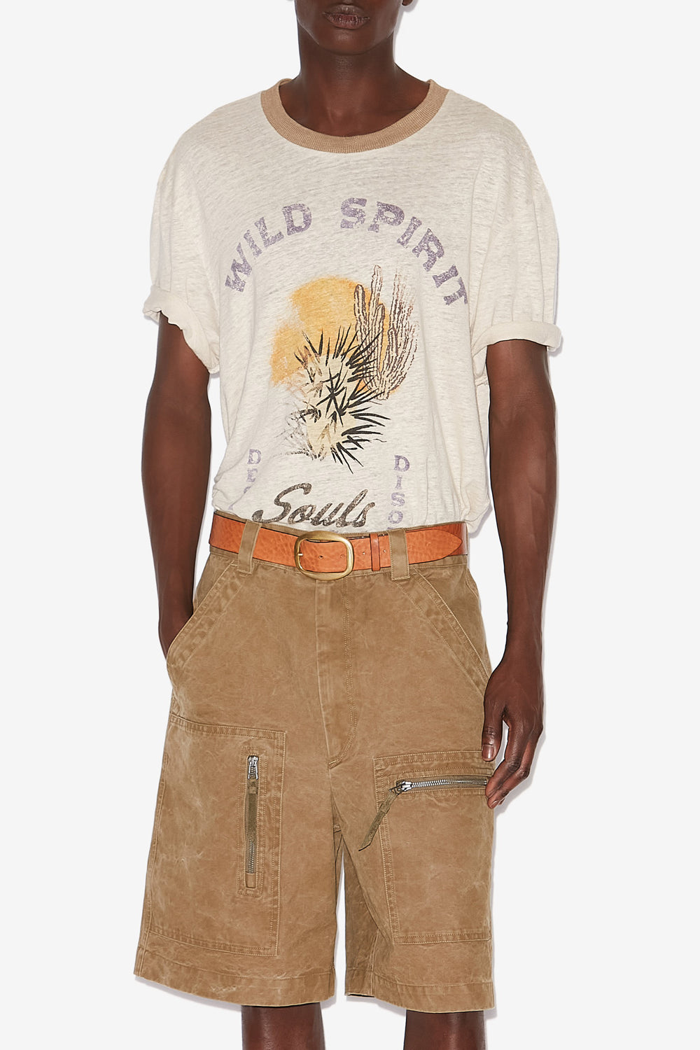 T-shirt honore en lin imprimé - Ecru/sand - Man - 4