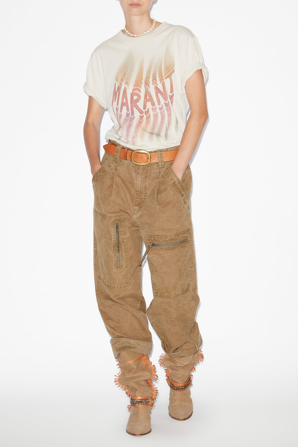 Zoeline cotton t-shirt with logo - Ecru - Woman - 2
