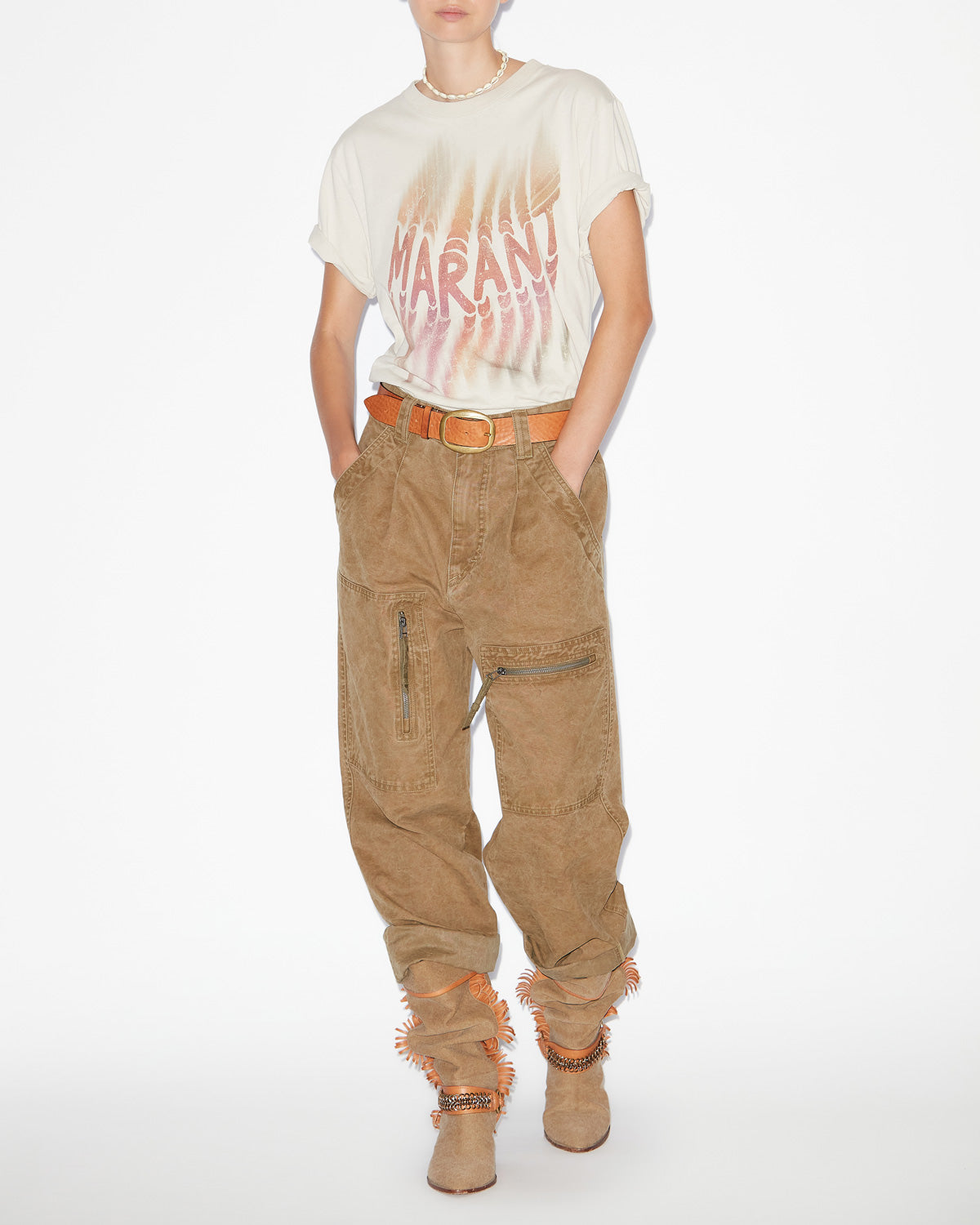 T-shirt con logo zoeline in cotone - Ecru - Woman - 1