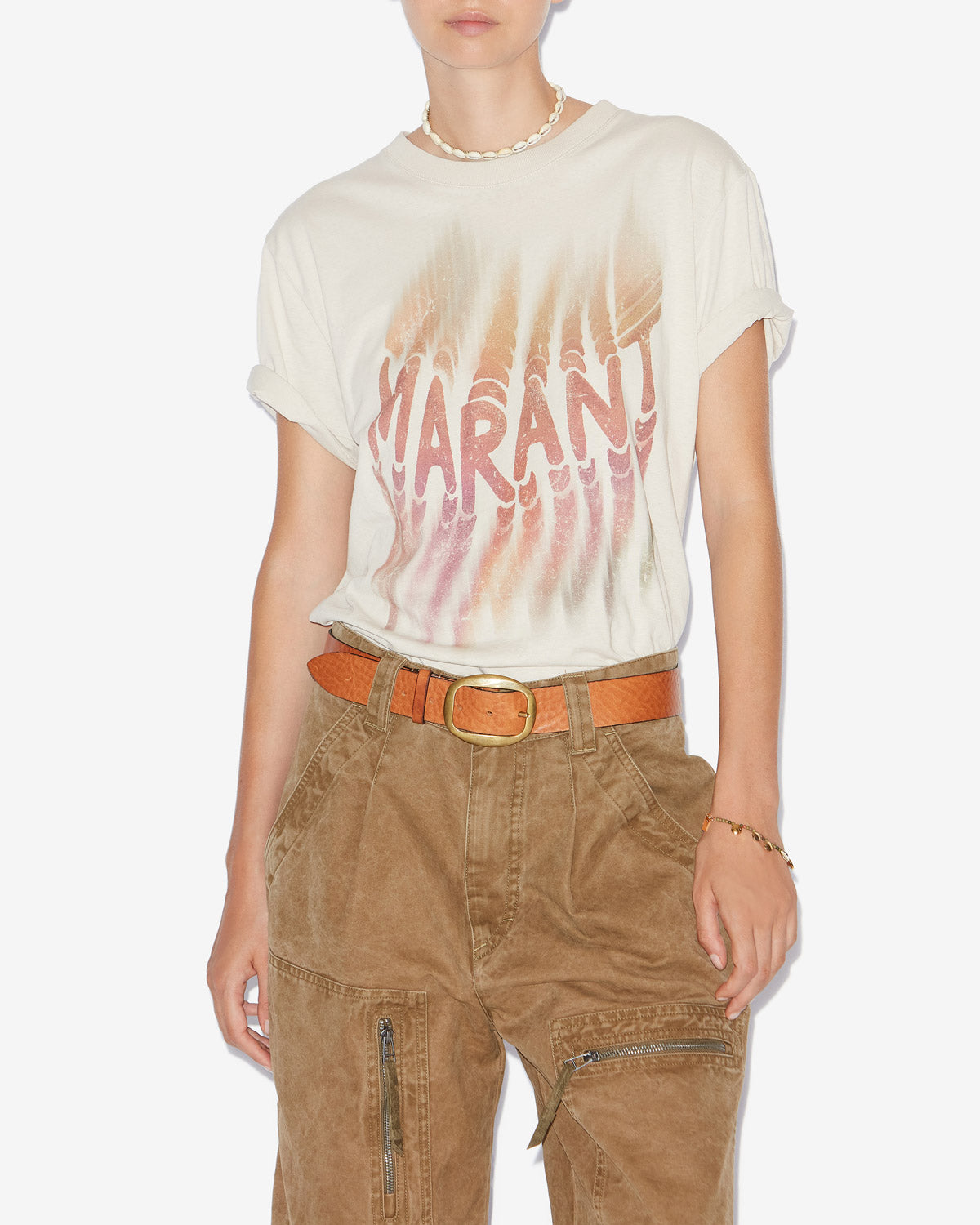 T-shirt con logo zoeline in cotone - Ecru - Woman - 3