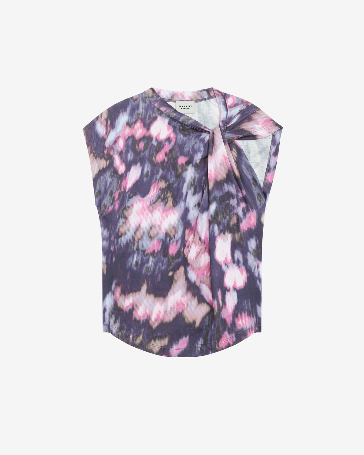 Camiseta asimétrica nayda de algodón estampada - Purple-lilac - Woman - 5