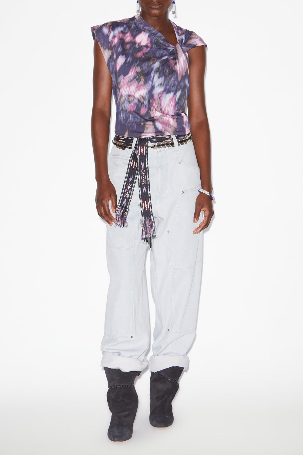 T-shirt asimmetrica nayda in cotone con stampa - Purple-lilac - Woman - 2