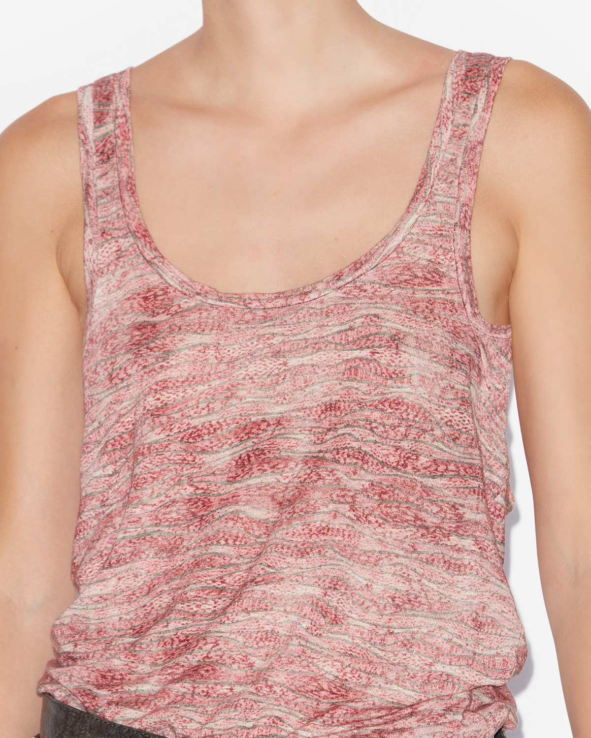 Tanktop thea aus bedrucktem leinen - Rot - Woman - 2