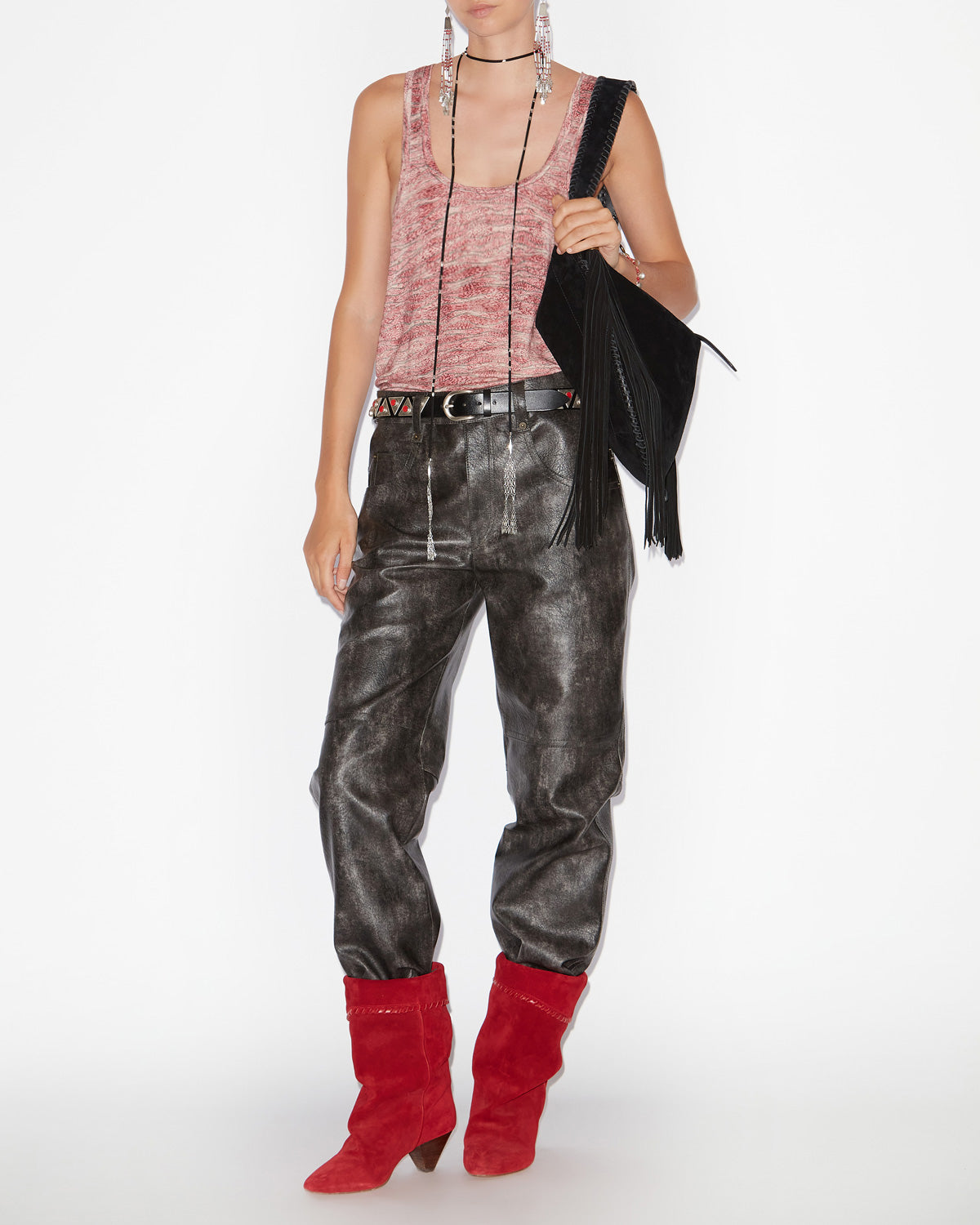 Tanktop thea aus bedrucktem leinen - Rot - Woman - 1