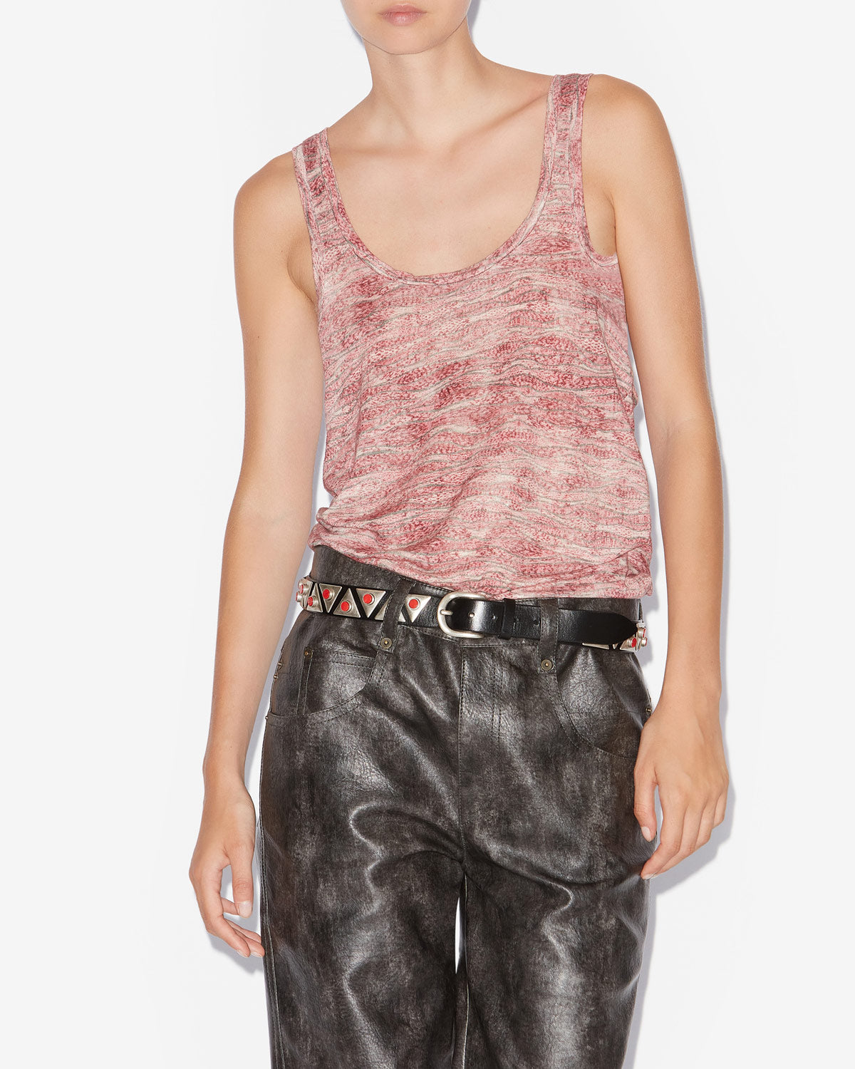 Tanktop thea aus bedrucktem leinen - Rot - Woman - 3