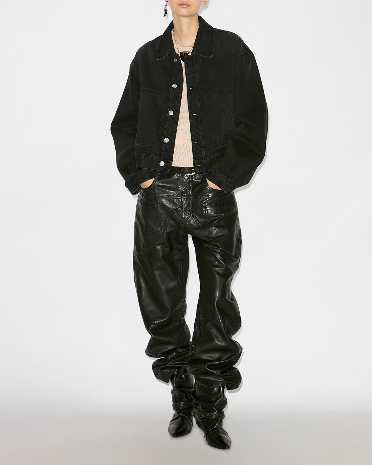 Giacca classica josephine in denim - Nero lavato - Woman - 1