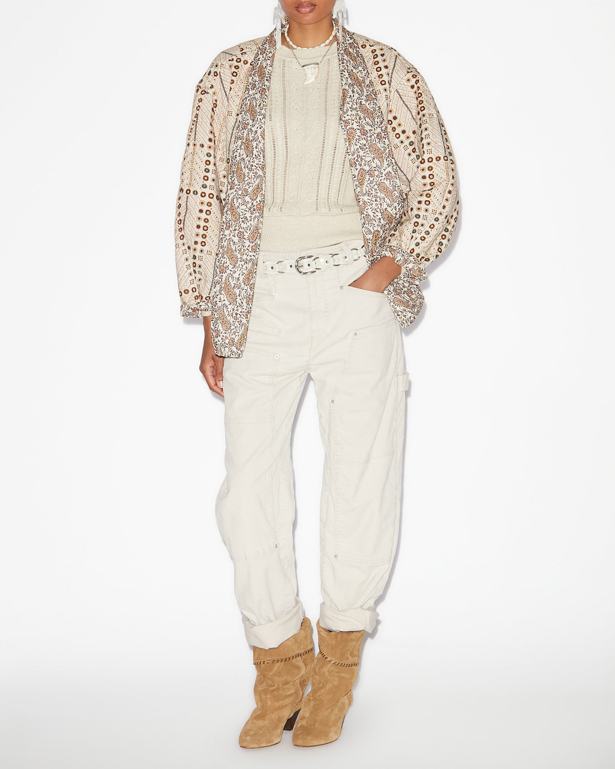 Chaqueta chancel de algodón estampado - Crudo - Woman - 1