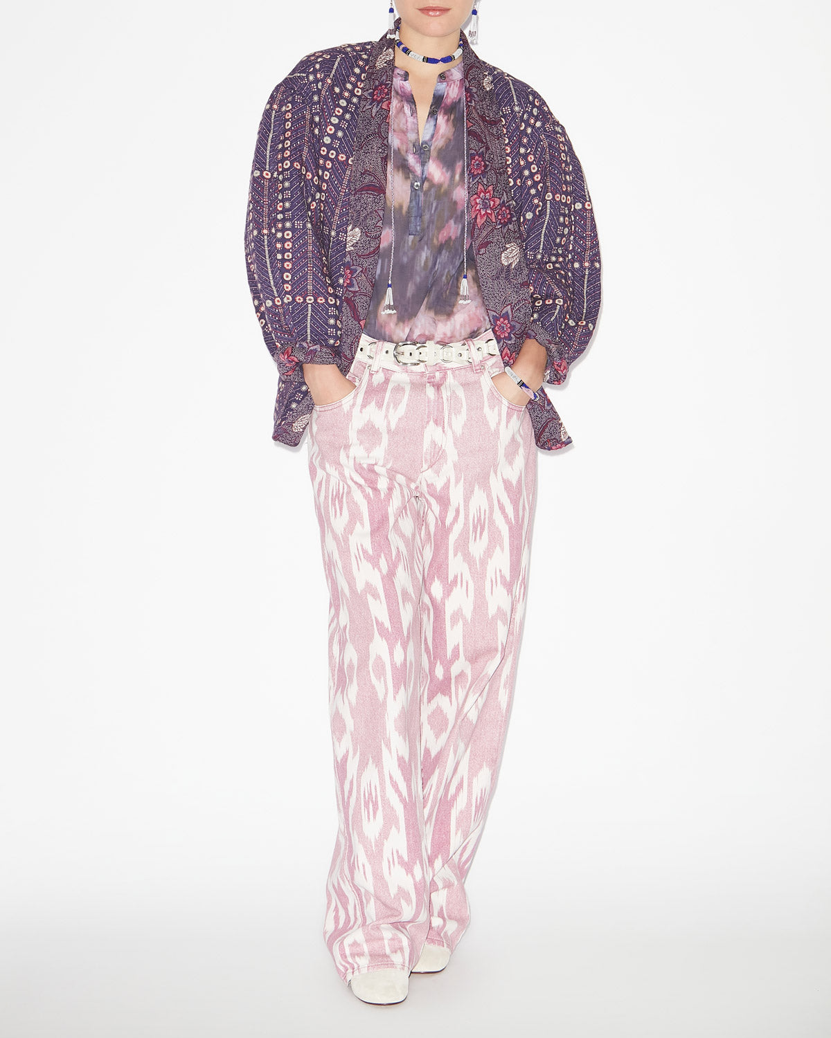 Veste chancel en coton imprimé - Violet - Woman - 1