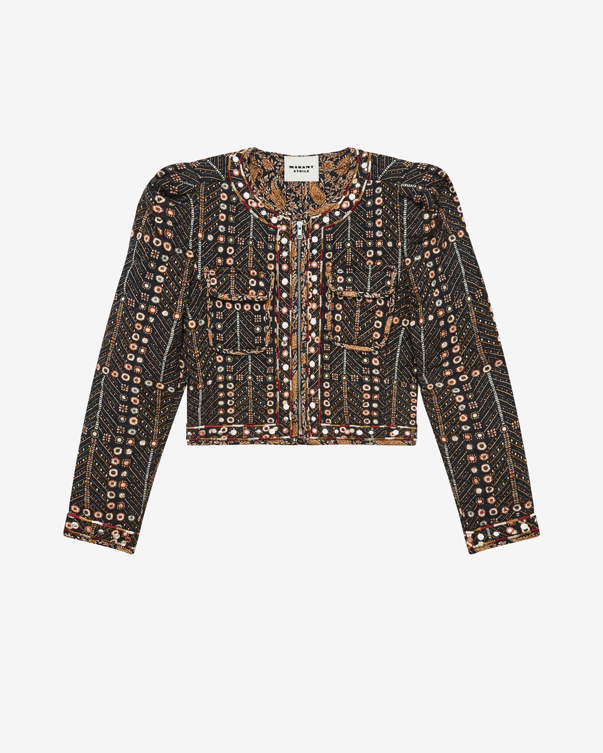 Cristy short printed cotton jacket - Black - Woman - 5