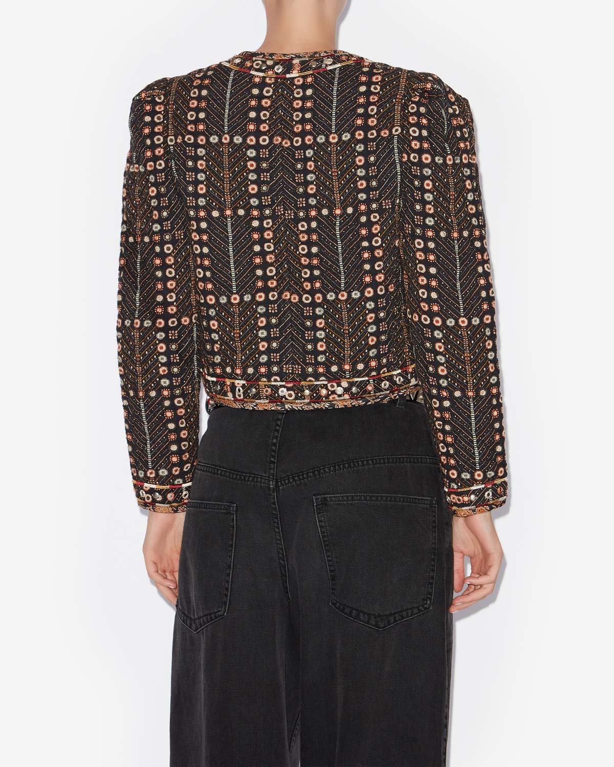 Cristy short printed cotton jacket - Black - Woman - 4