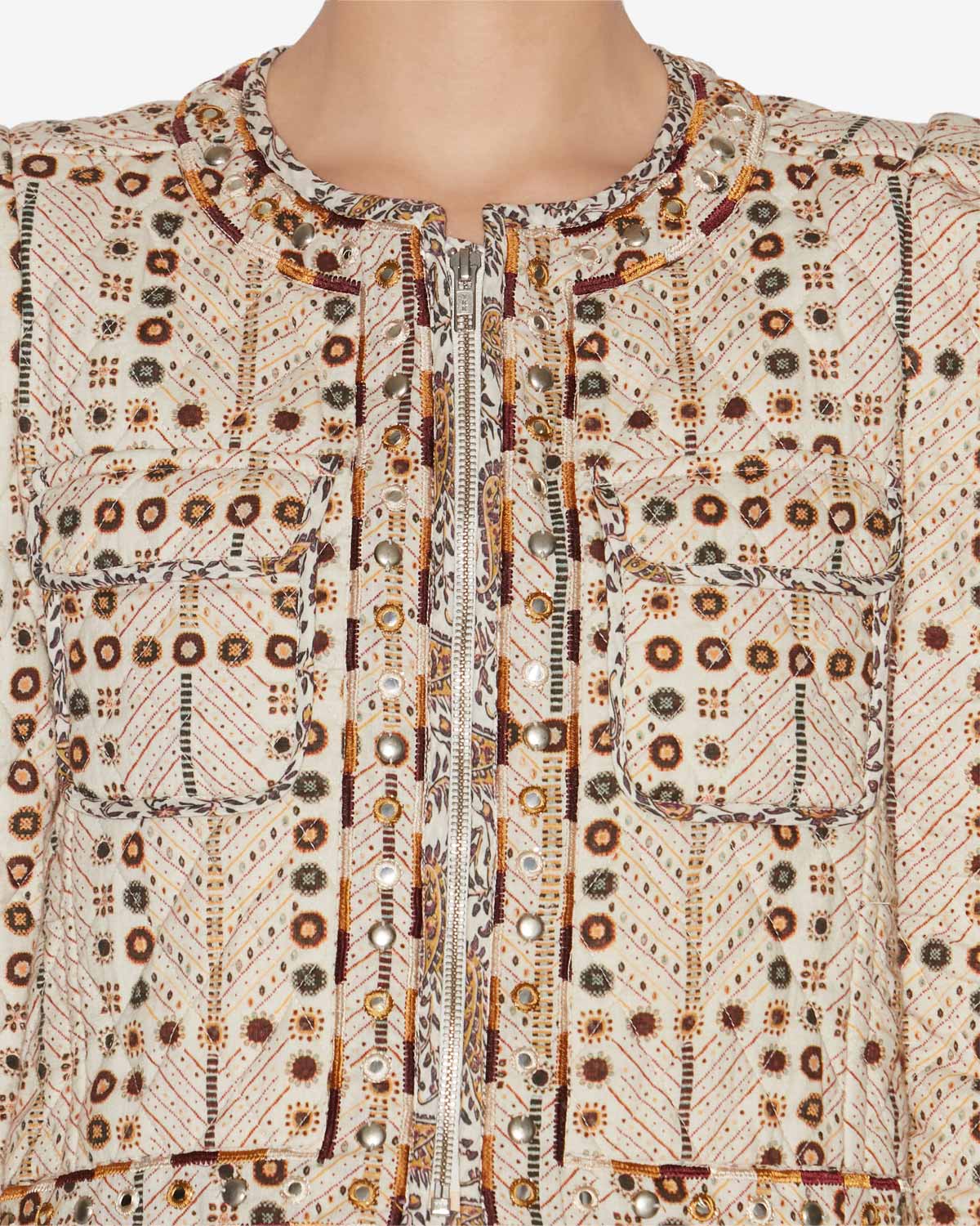 Veste courte cristy en coton imprimé - Écru - Woman - 2