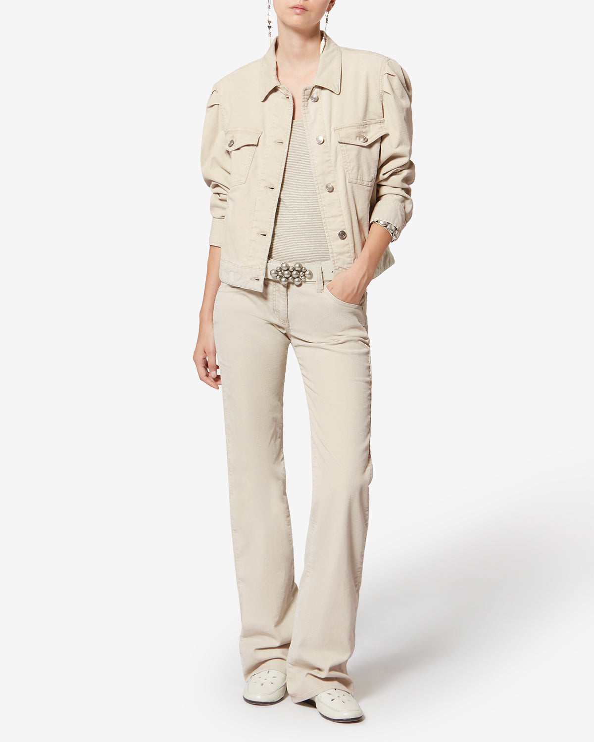 Chaqueta bolineav de pana lavada - Crudo - Woman - 1