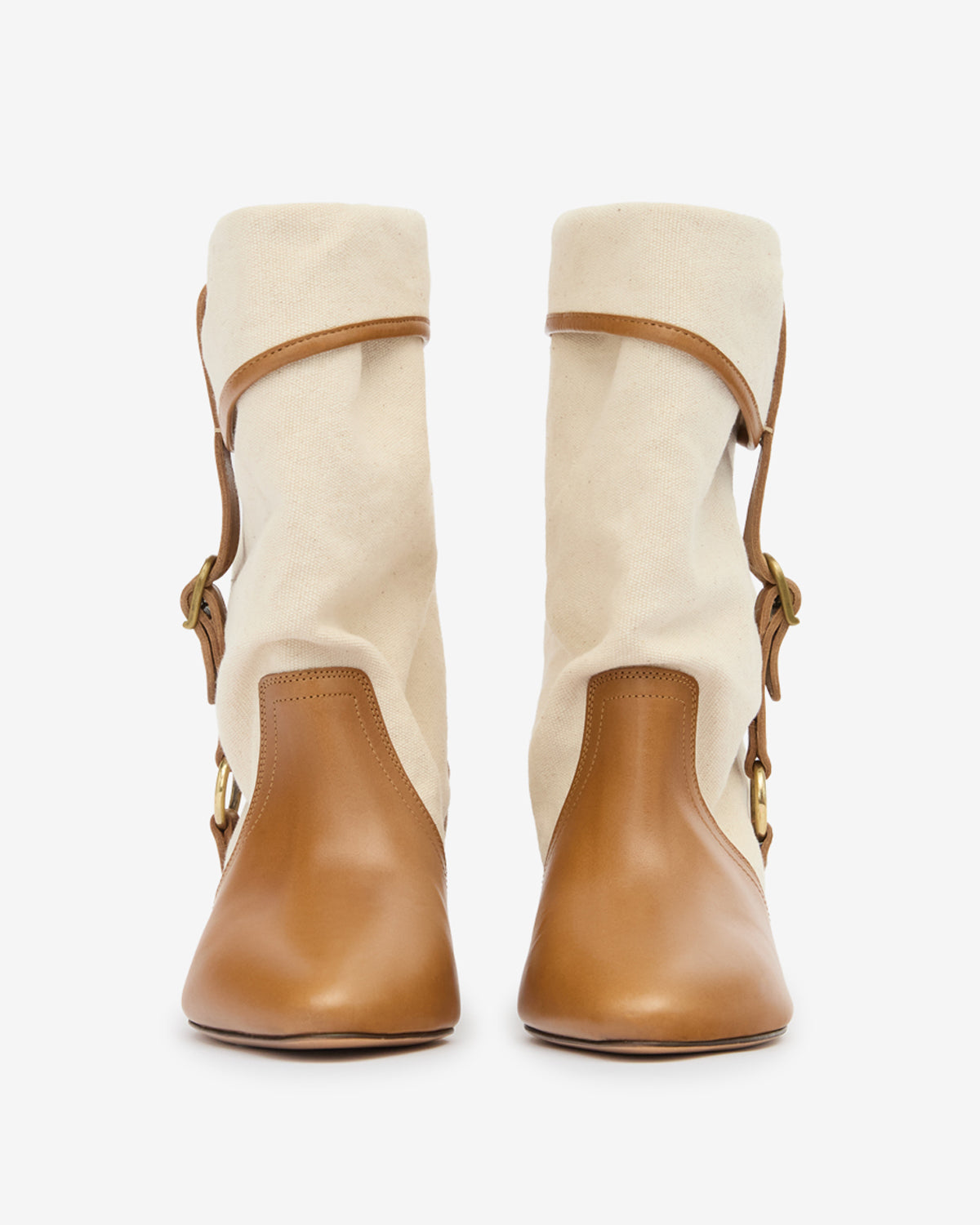 DARNER BUCKLE BOOTS Woman ecru-chestnut | ISABEL MARANT Official