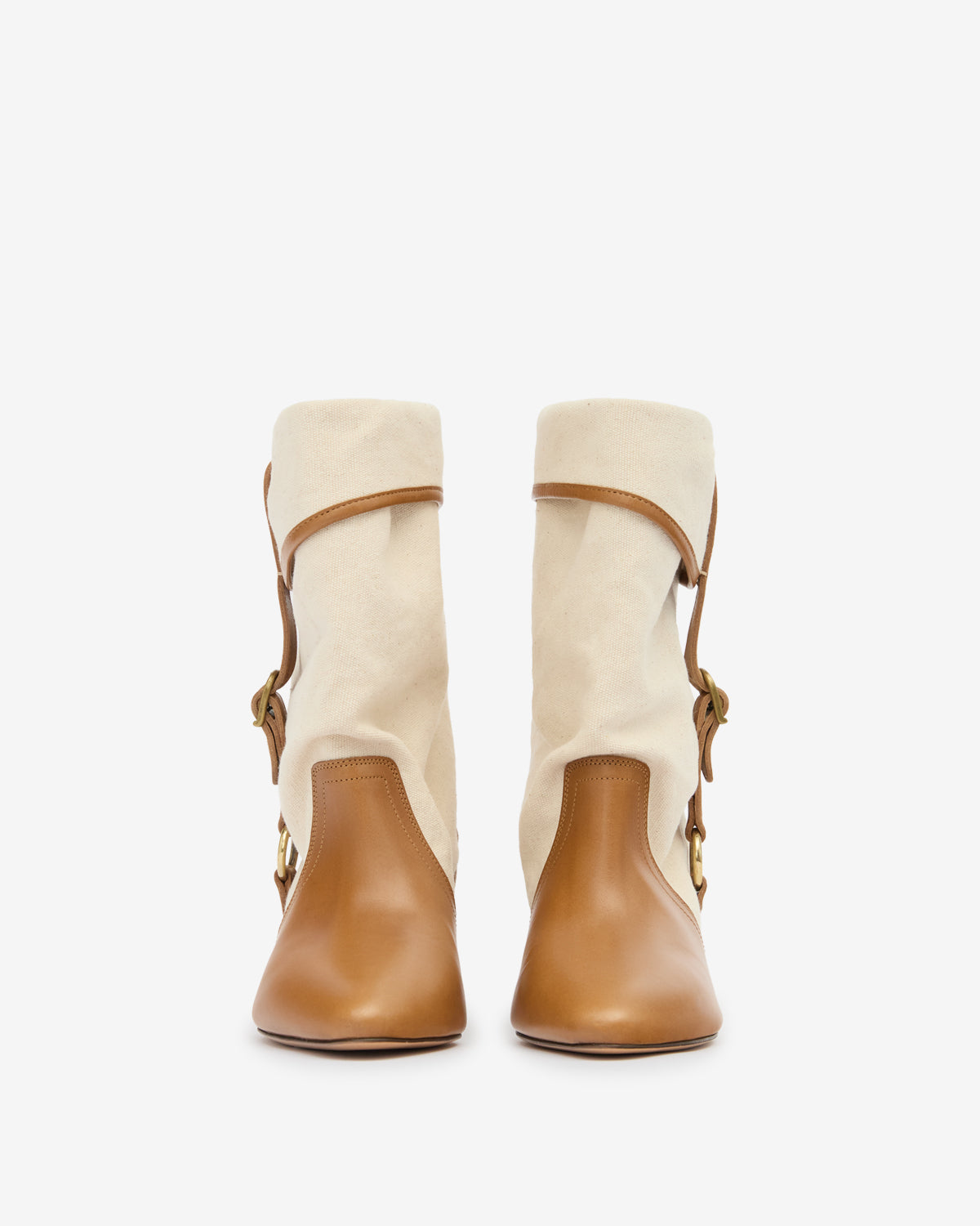 Stivali darner buckle in cotone - Ecru-chestnut - Woman - 4