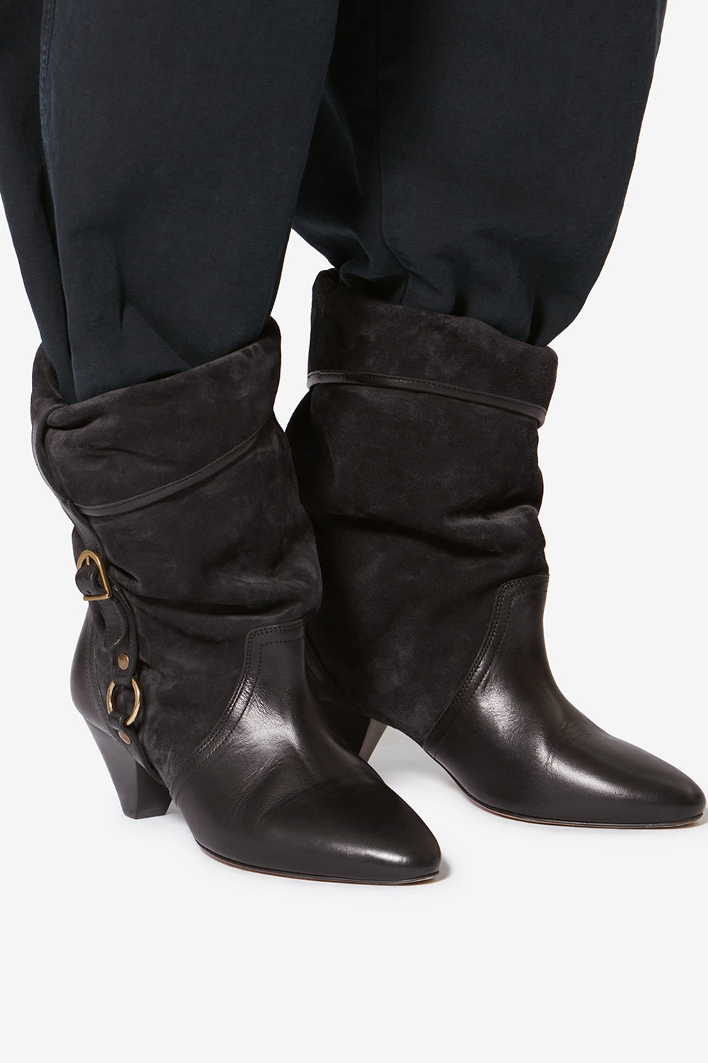 Darner buckle 스웨이드 가죽 부츠 - 검정으로 씻어낸 - Woman - 5