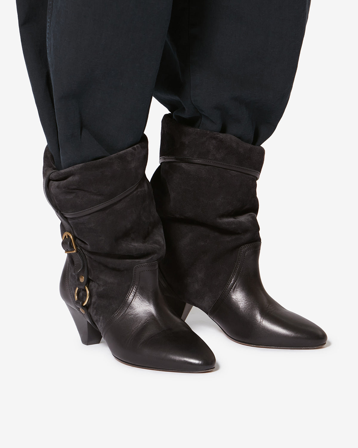 Darner buckle 스웨이드 가죽 부츠 - 검정으로 씻어낸 - Woman - 5