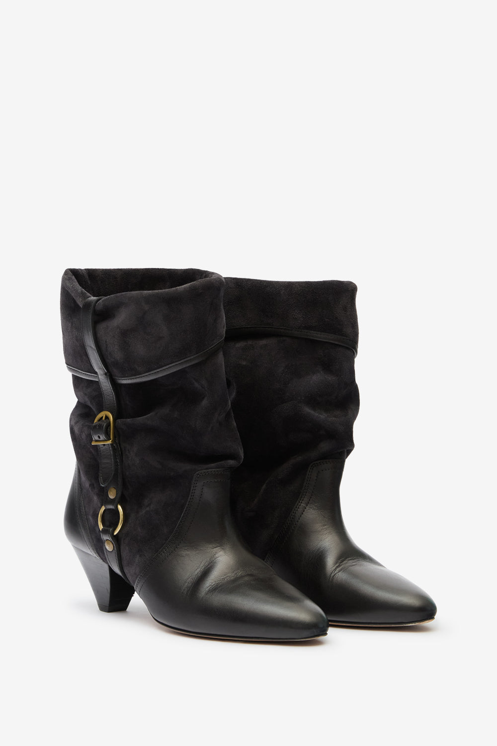 Darner buckle 스웨이드 가죽 부츠 - 검정으로 씻어낸 - Woman - 3