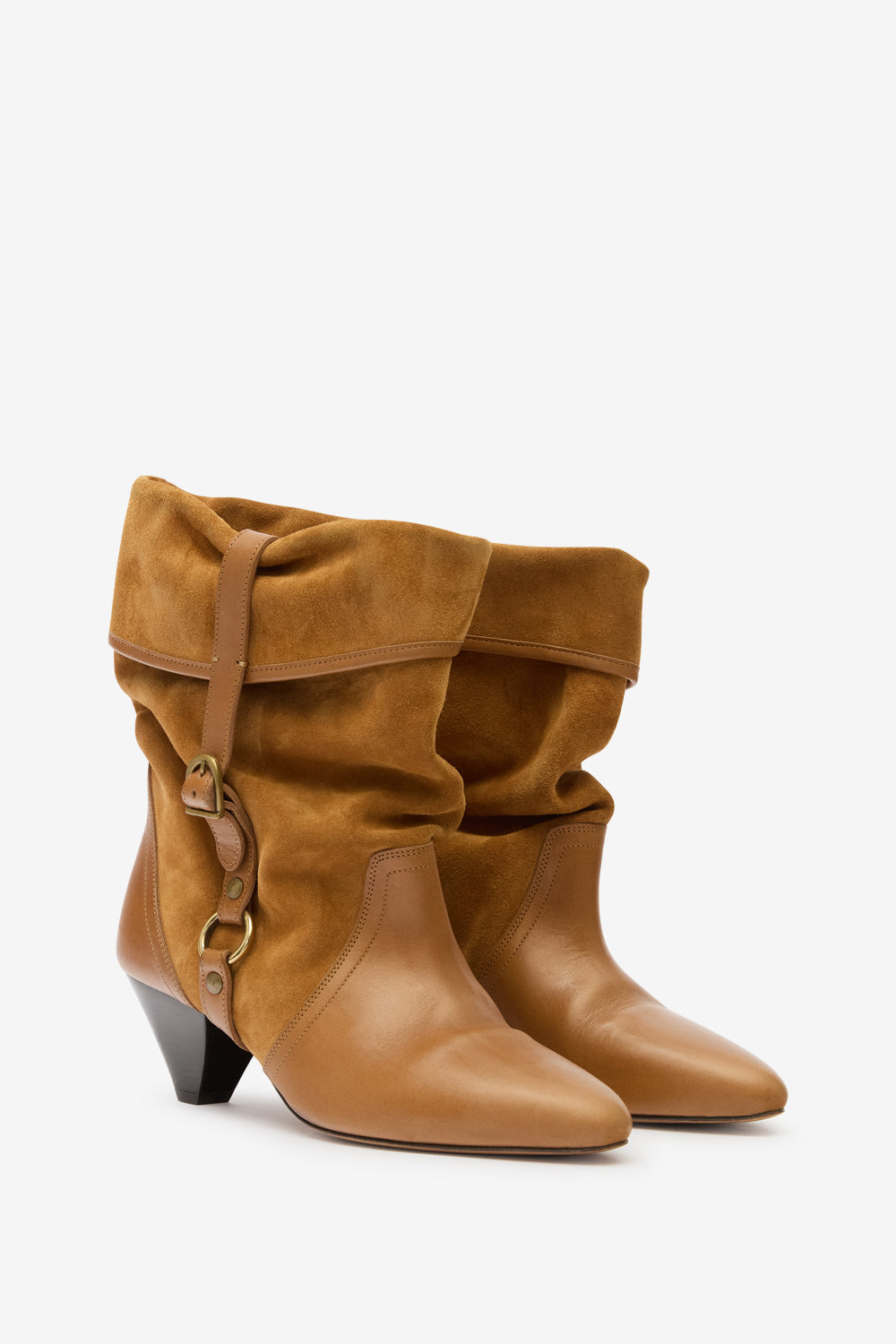 Botas darner buckle de piel de ante - Chestnut - Woman - 3