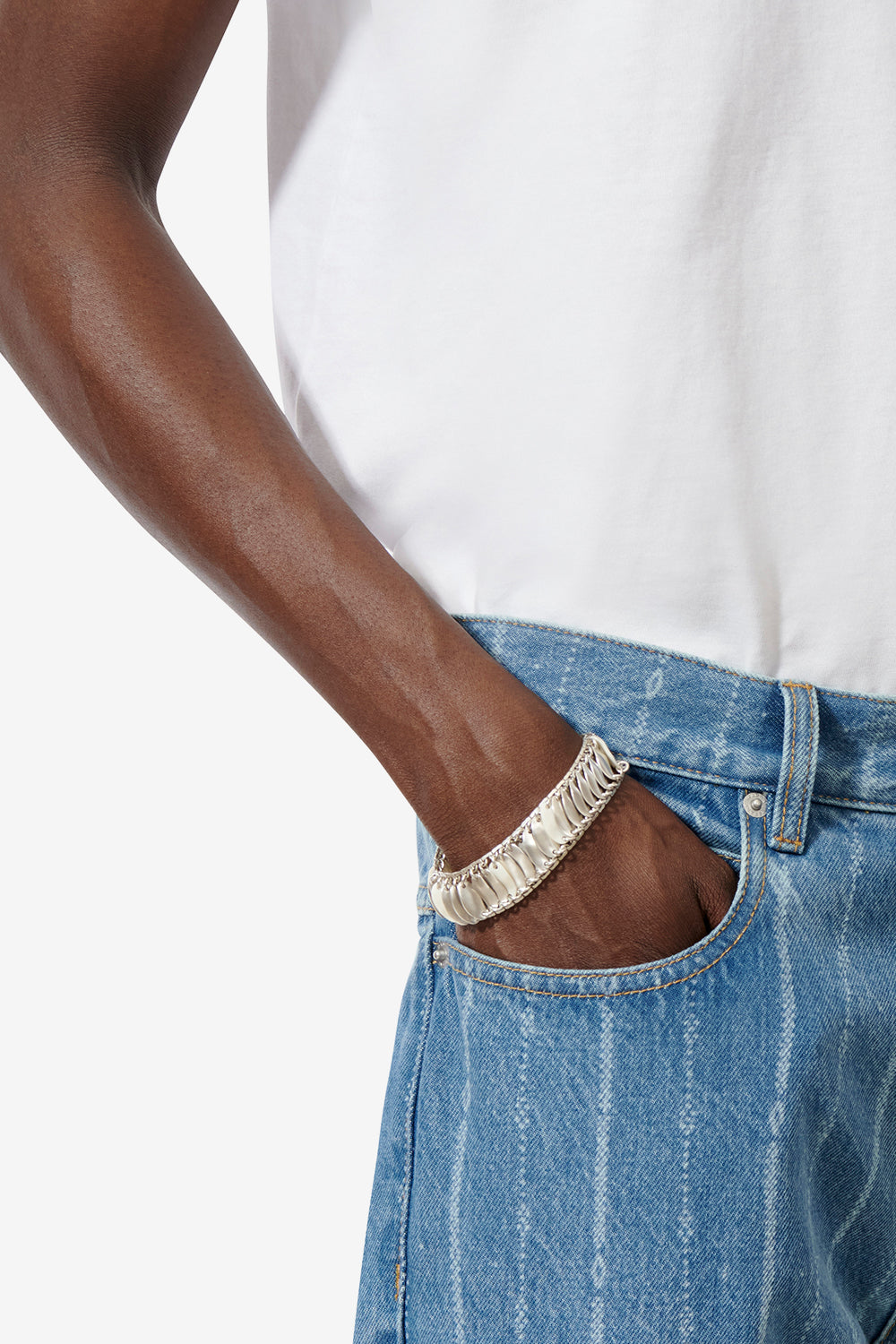 Breites armband mit mini-plättchen ailys man - Silver-gold - Man - 2