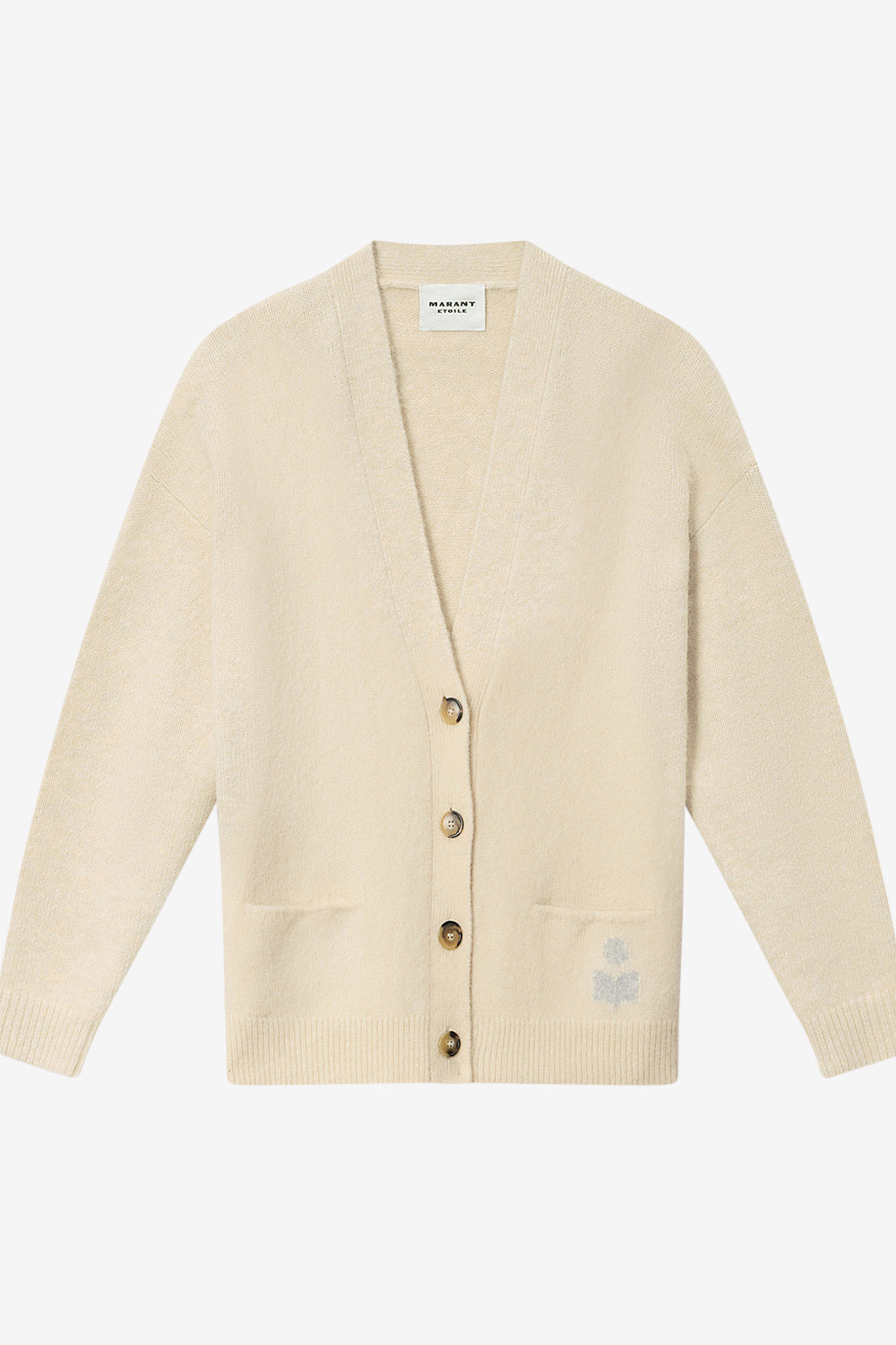 Eborah alpaca cardigan with logo - Ecru - Woman - 1