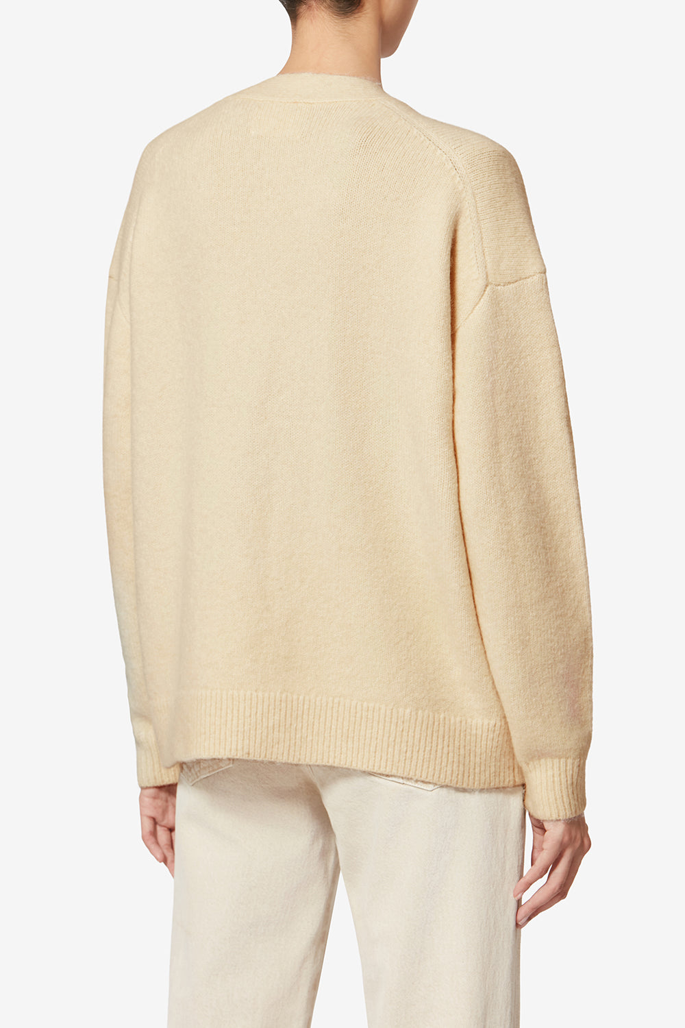 Eborah alpaca cardigan with logo - Ecru - Woman - 5