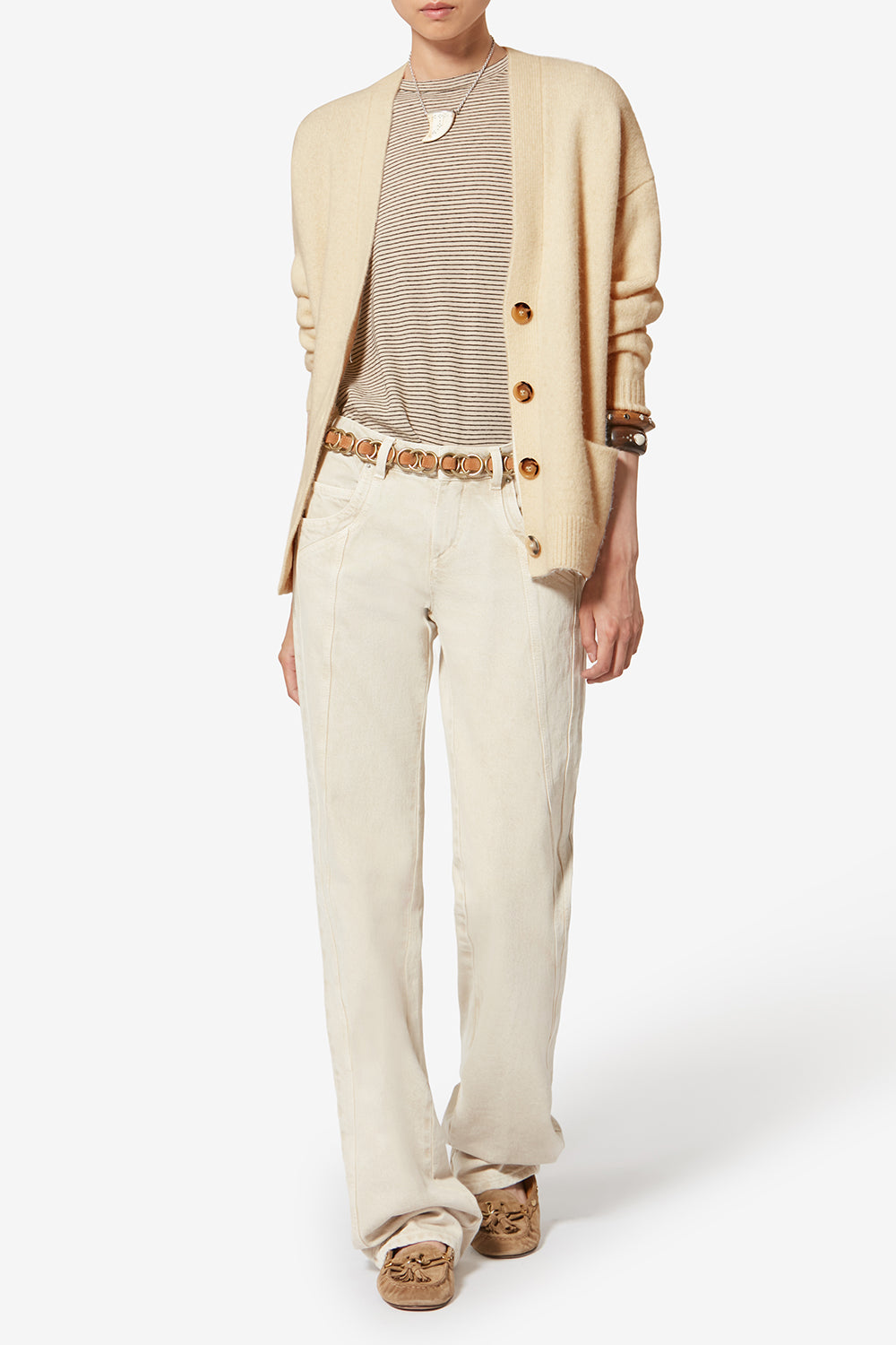 Eborah alpaca cardigan with logo - Ecru - Woman - 2