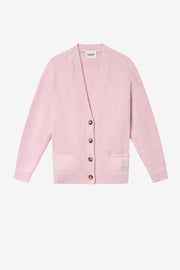 Cardigan logo in alpaca eborah - Mauve - Woman