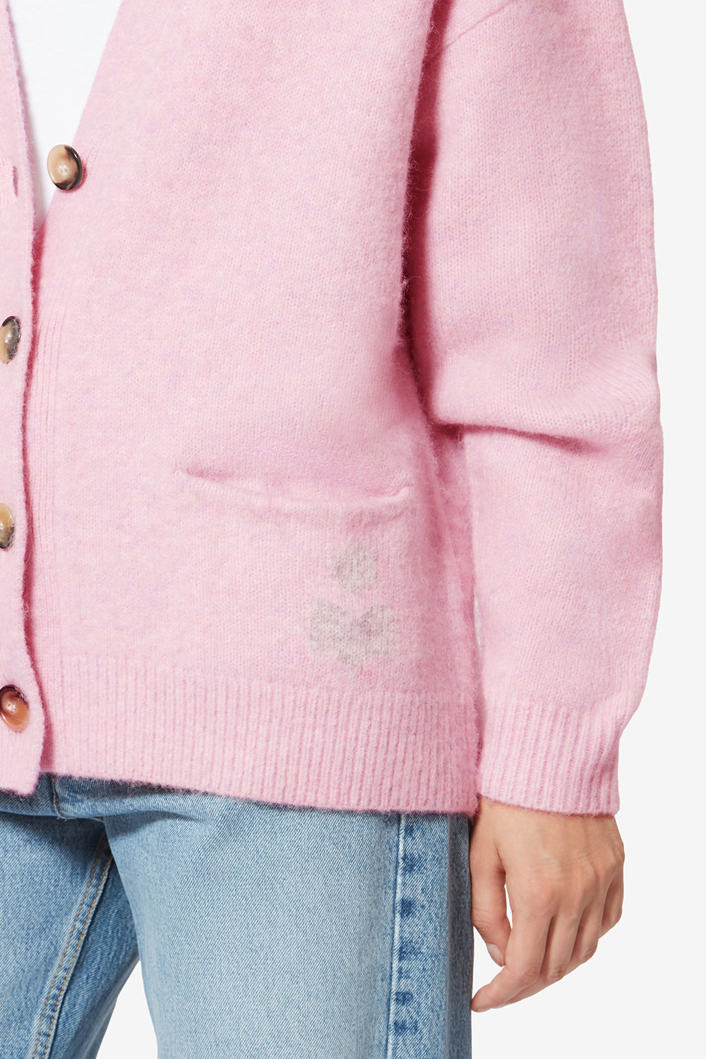 Cardigan logo in alpaca eborah - Mauve - Woman - 3