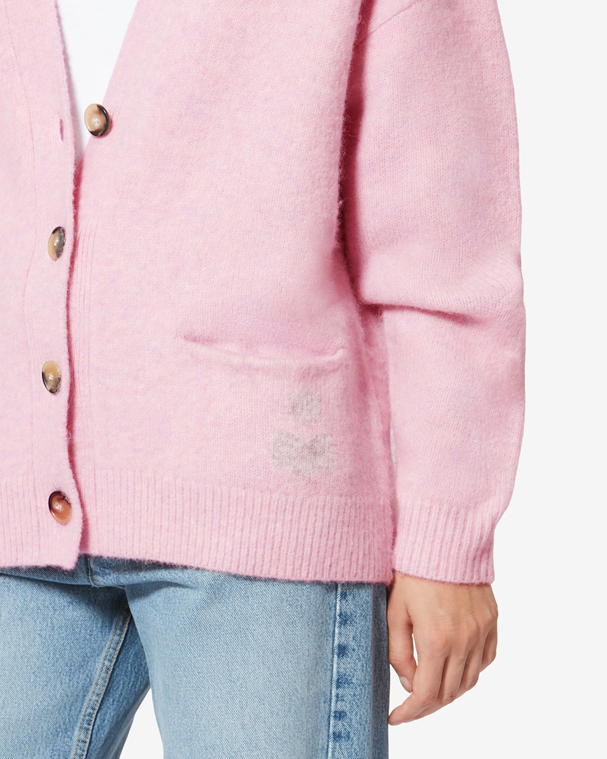 Eborah alpaca cardigan with logo - Mauve - Woman - 2