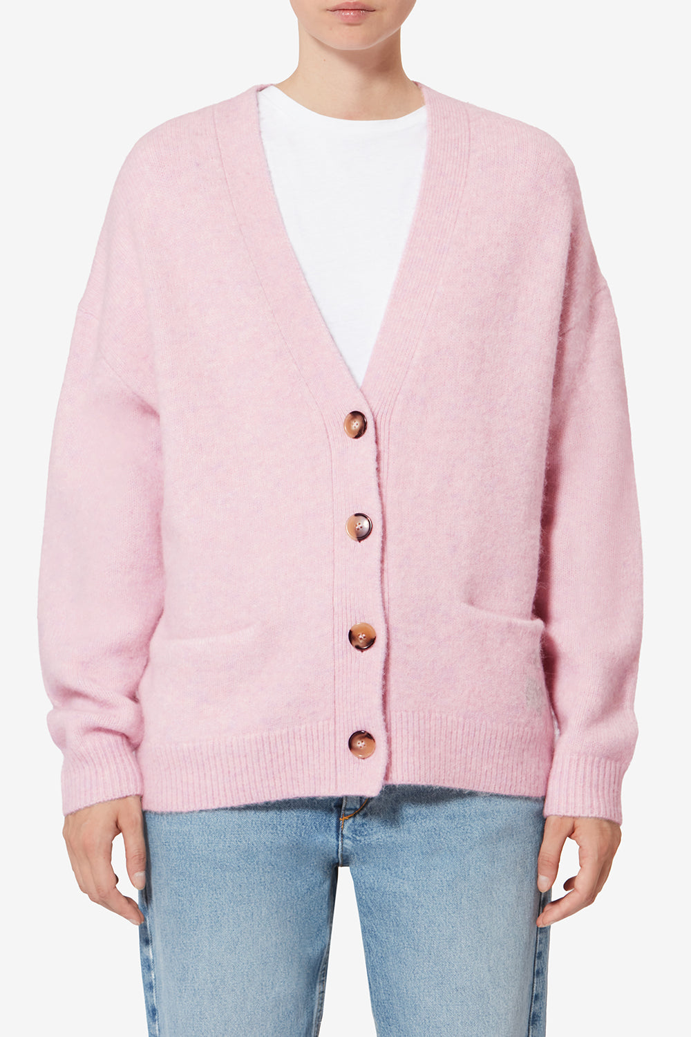 Cardigan logo in alpaca eborah - Mauve - Woman - 4