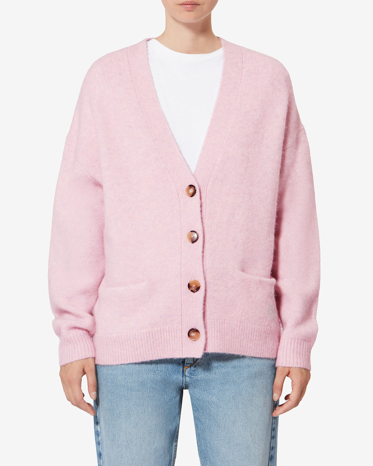 Eborah alpaca cardigan with logo - Mauve - Woman - 3