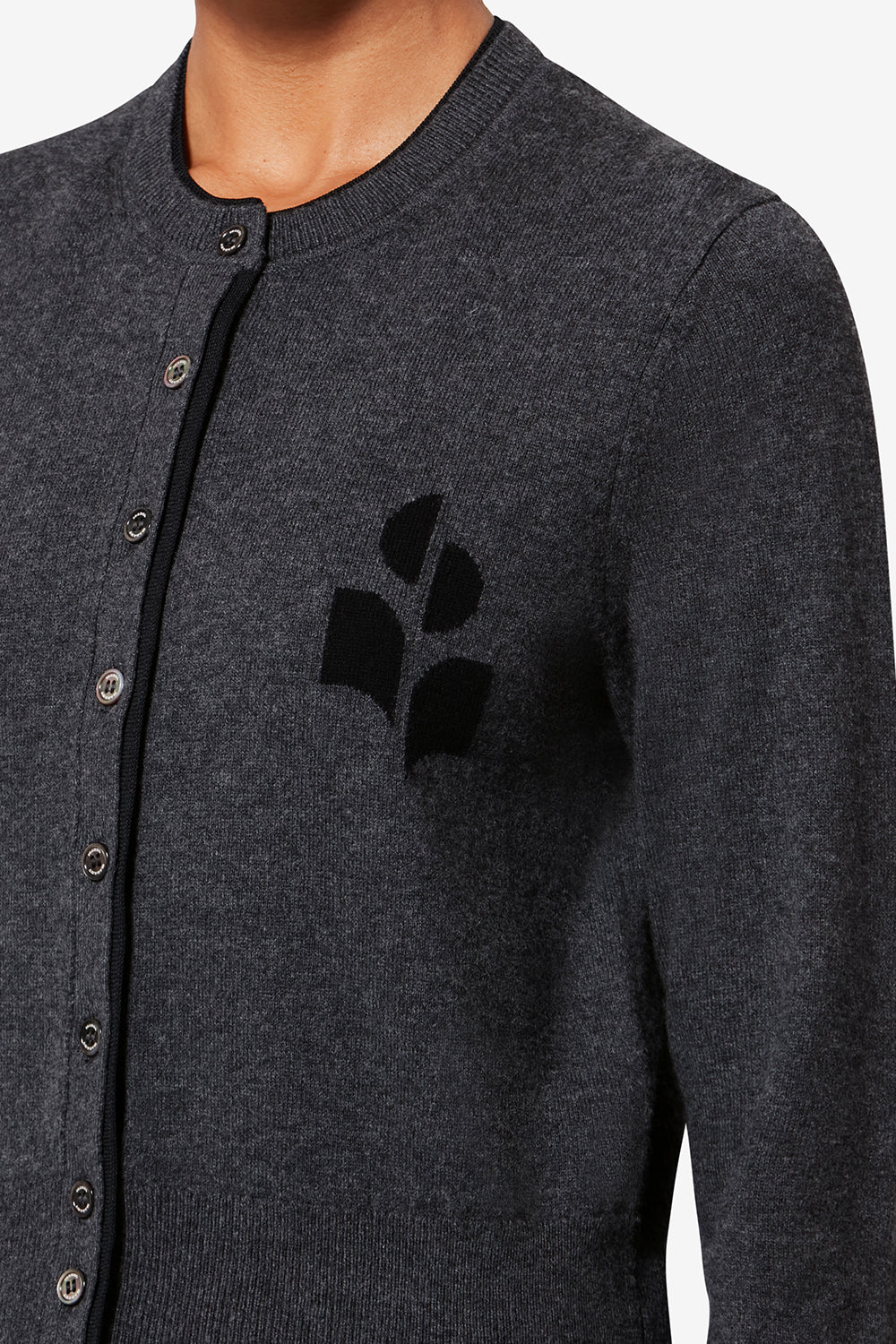 Cardigan bicolor in cotone e lana lona - Anthracite-black - Woman - 3