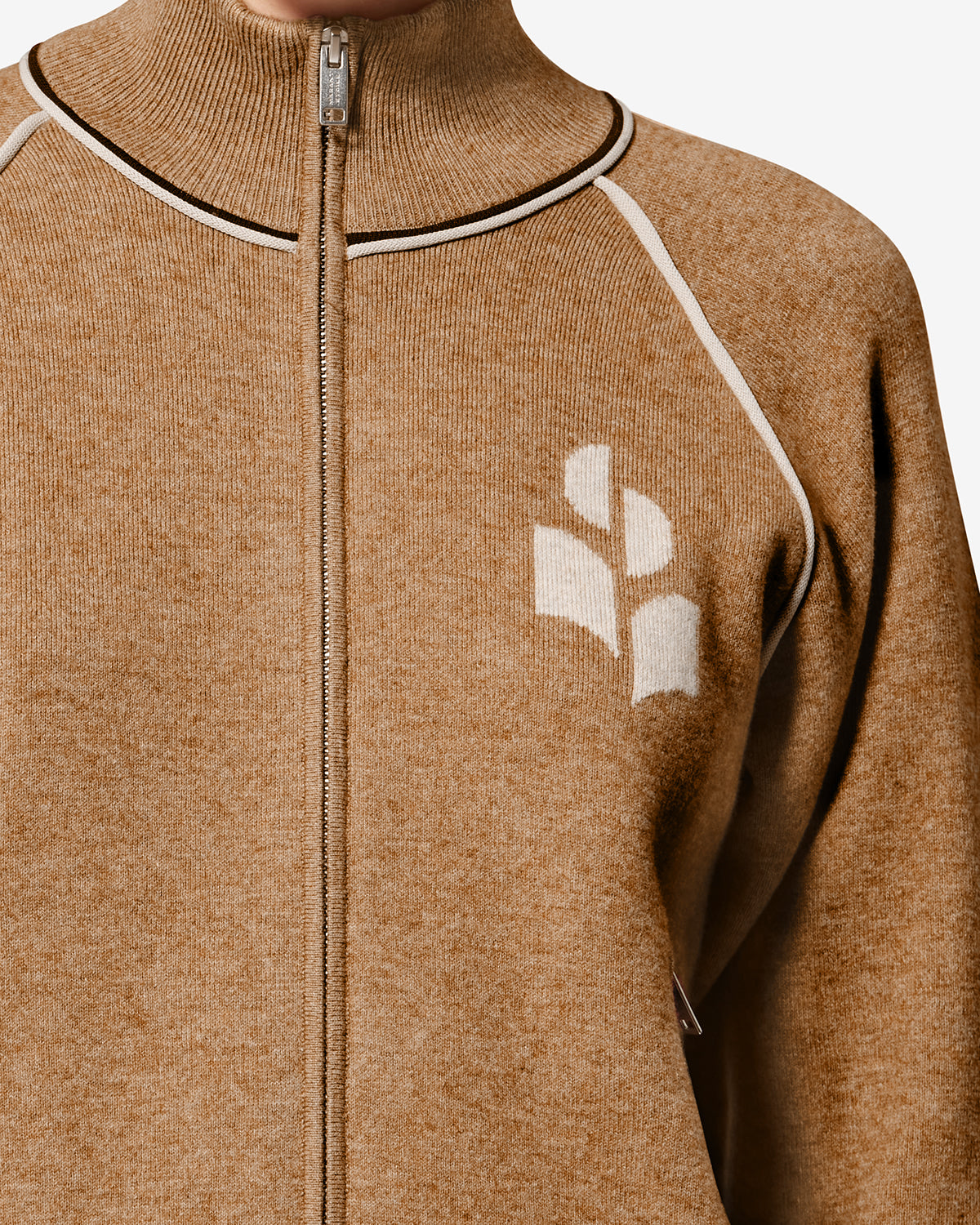 Cardigan sporty logo lanya - Camel-light grey - Woman - 2