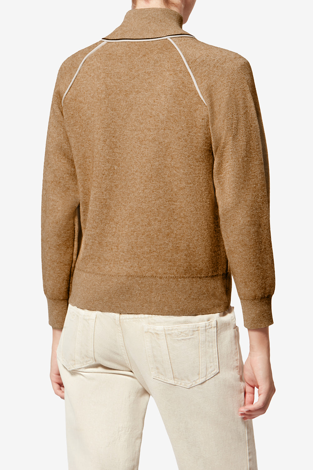 Lanya sporty cardigan with logo - Camel-light grey - Woman - 5