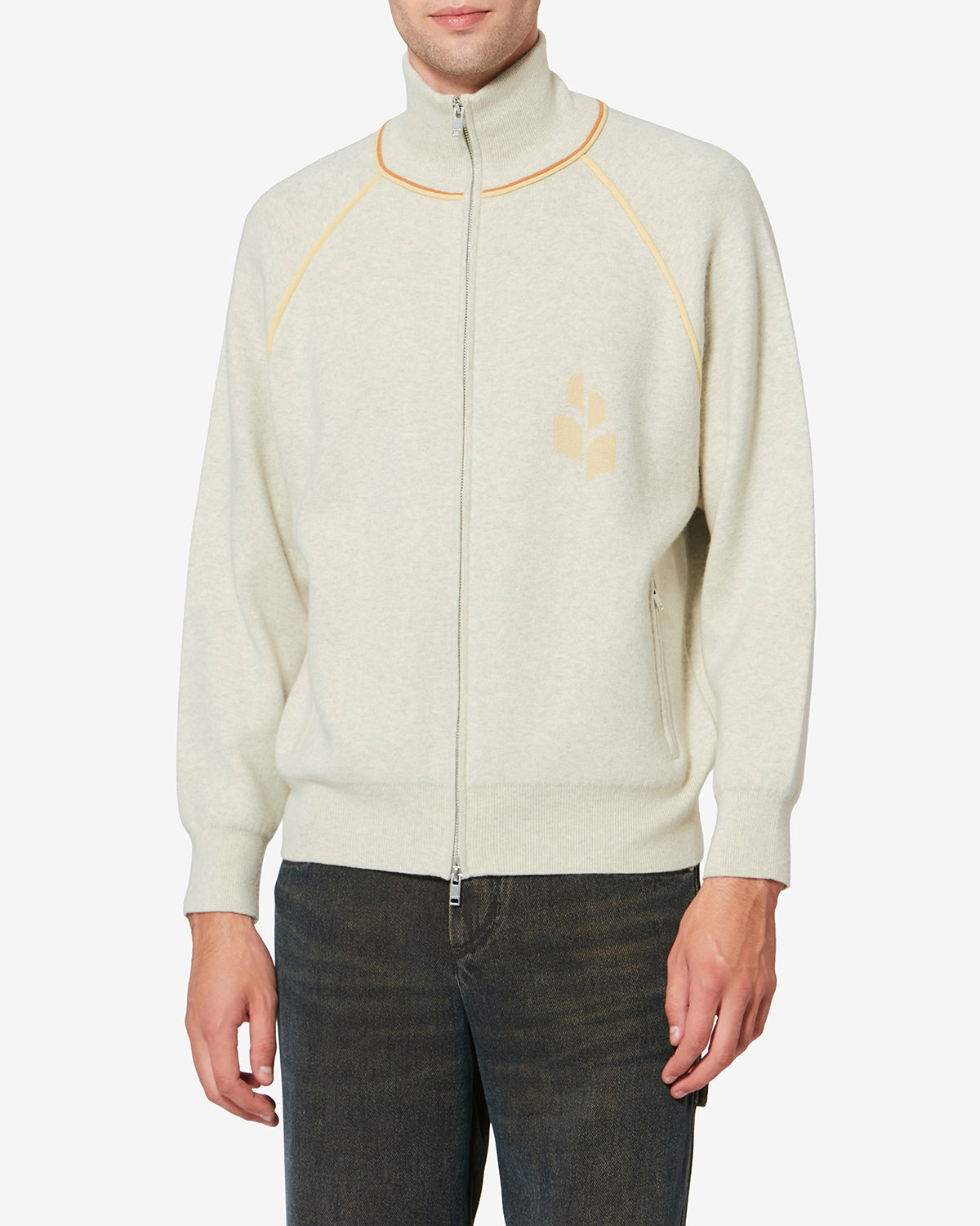 Sergio sporty knit cardigan - Light grey-light yellow - Man - 3