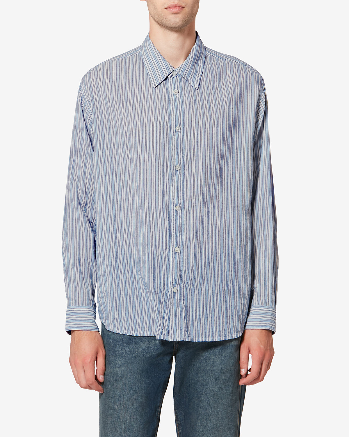 Cybilio ワッフル ストライプ入りシャツ - 青 - Man - 3