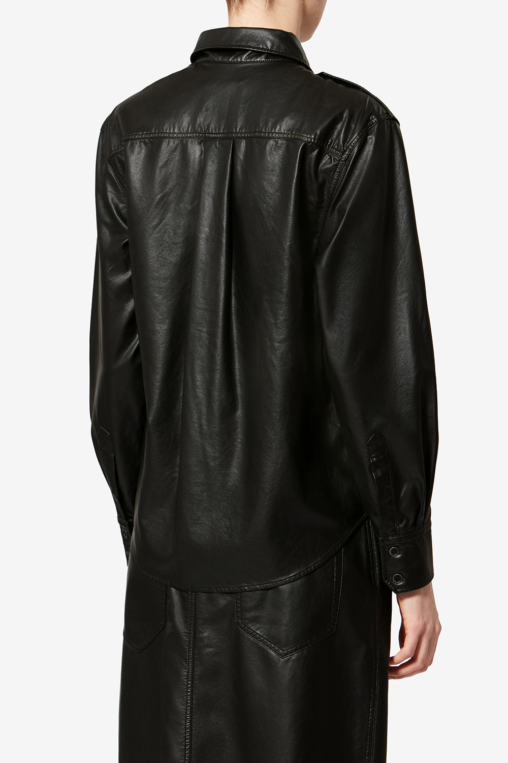 Noee shirt in fine and soft faux leather - Black - Woman - 5