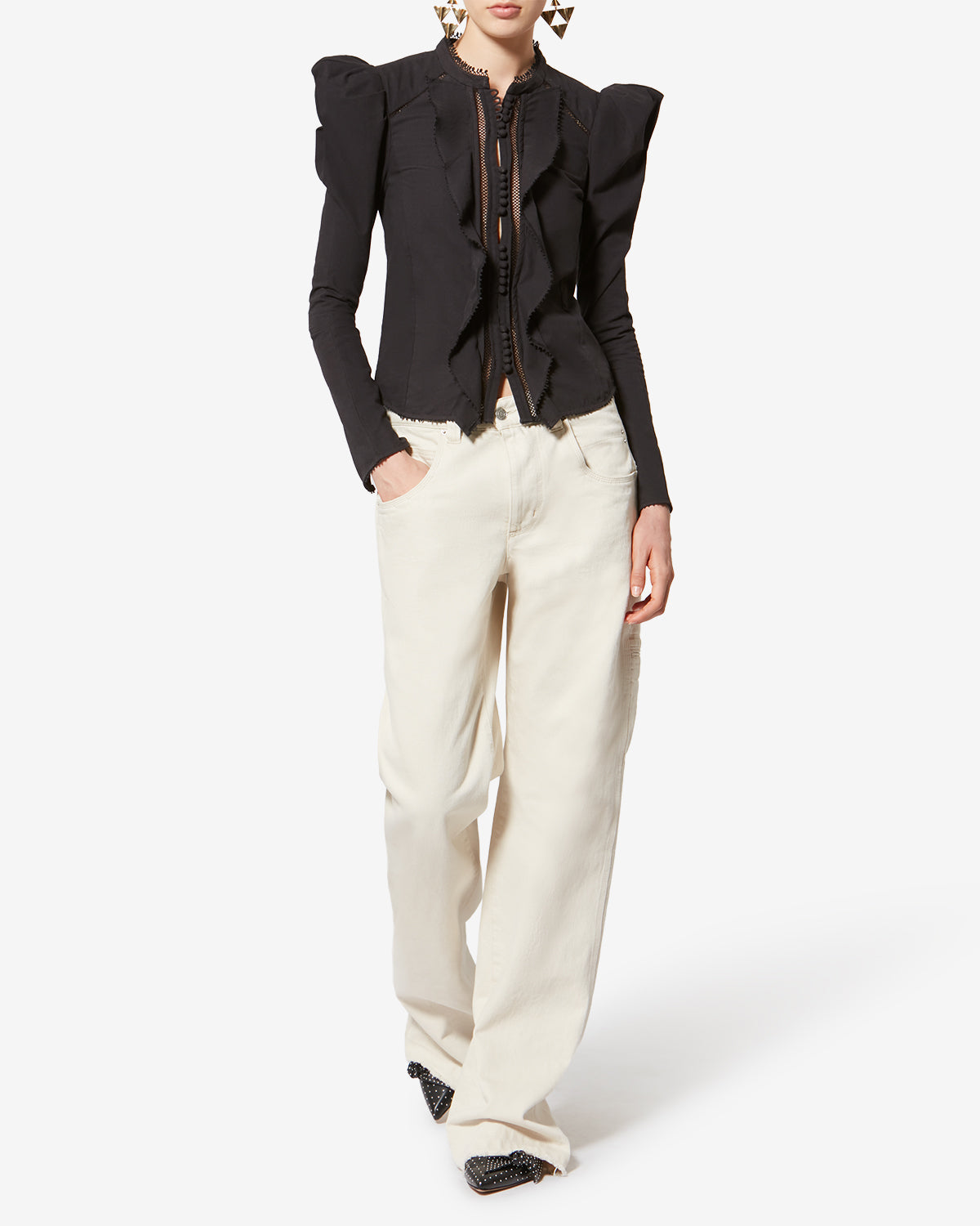 Camisa calina de algodón - Negro - Woman - 1