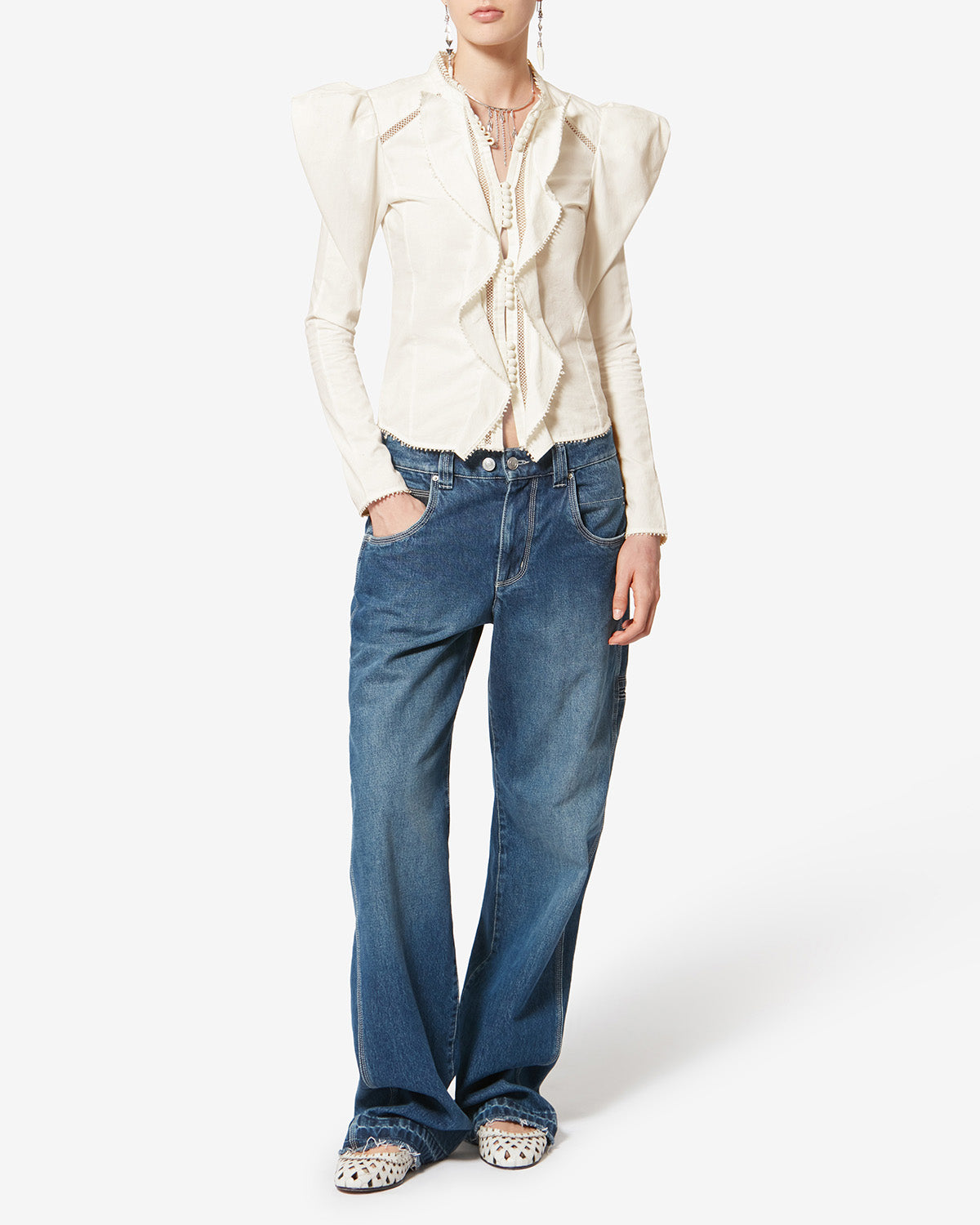 Camisa calina de algodón - Blanco - Woman - 1