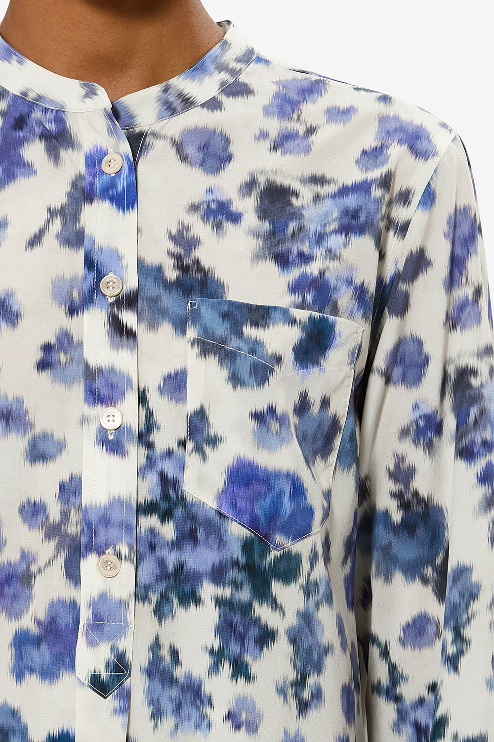 Blusa rusak in seta con rose stampate - Blu - Woman - 3