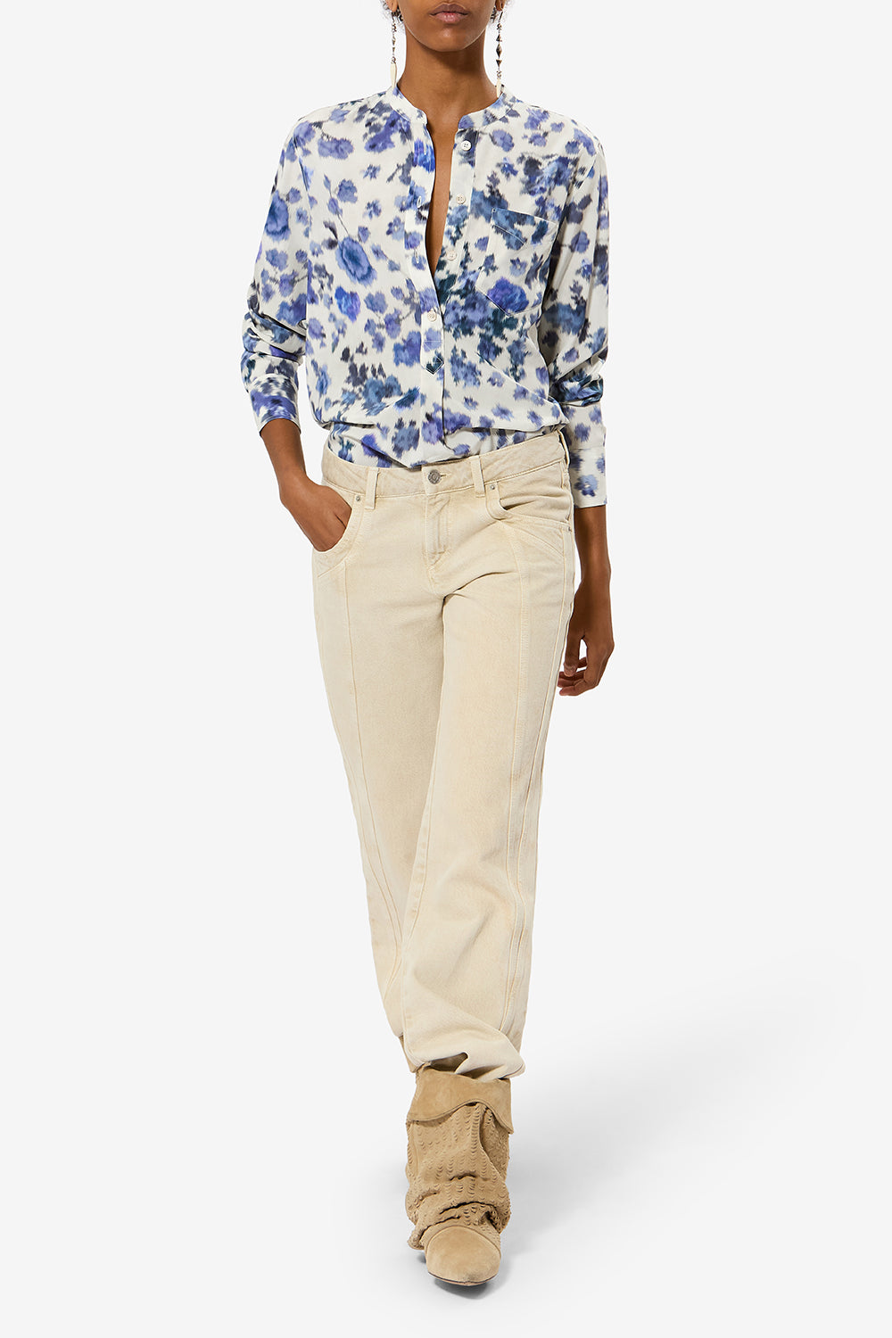 Blusa rusak in seta con rose stampate - Blu - Woman - 2