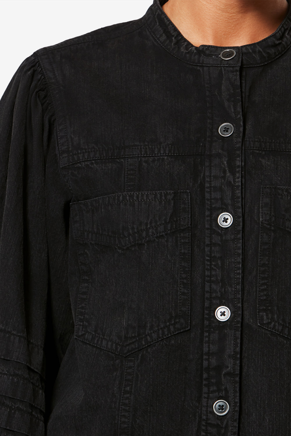 Mileda faded chambray shirt - Black - Woman - 3