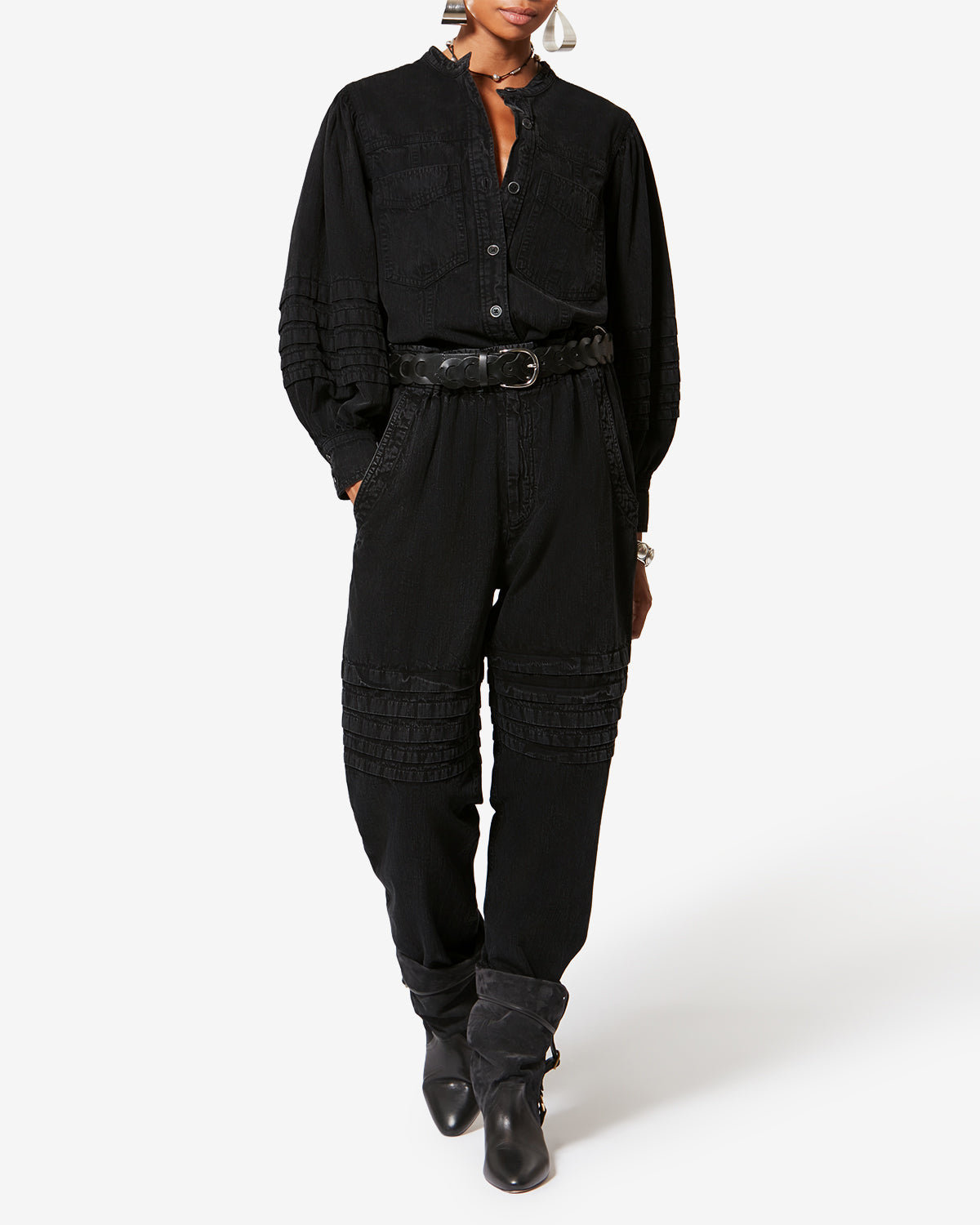 Camicia in chambray délavé mileda - Nero lavato - Woman - 1