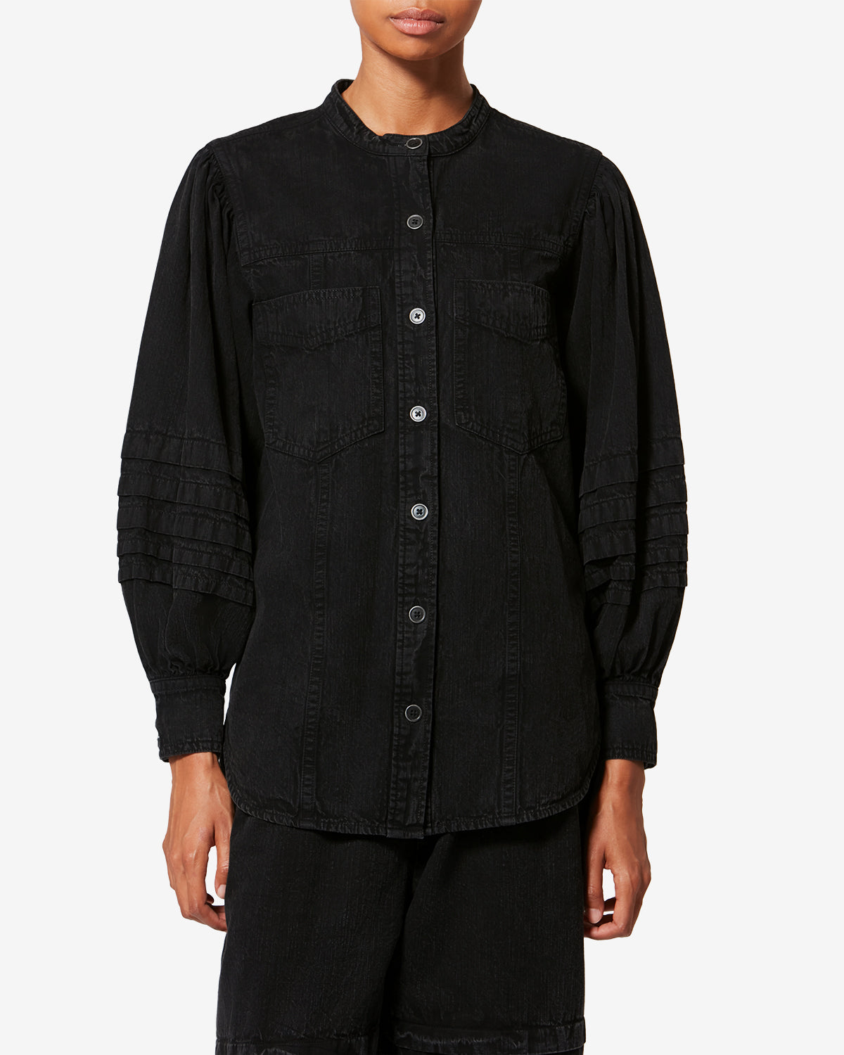 Camicia in chambray délavé mileda - Nero lavato - Woman - 3